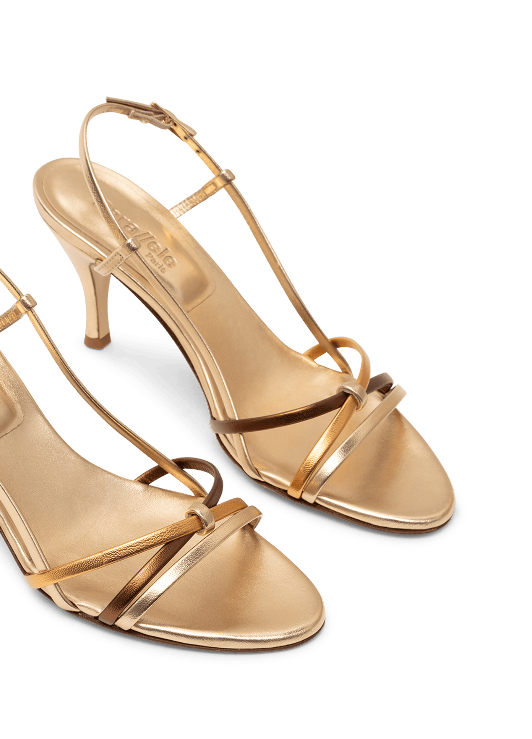 Nappa leather gold sandals PARALLELE PARIS Brown