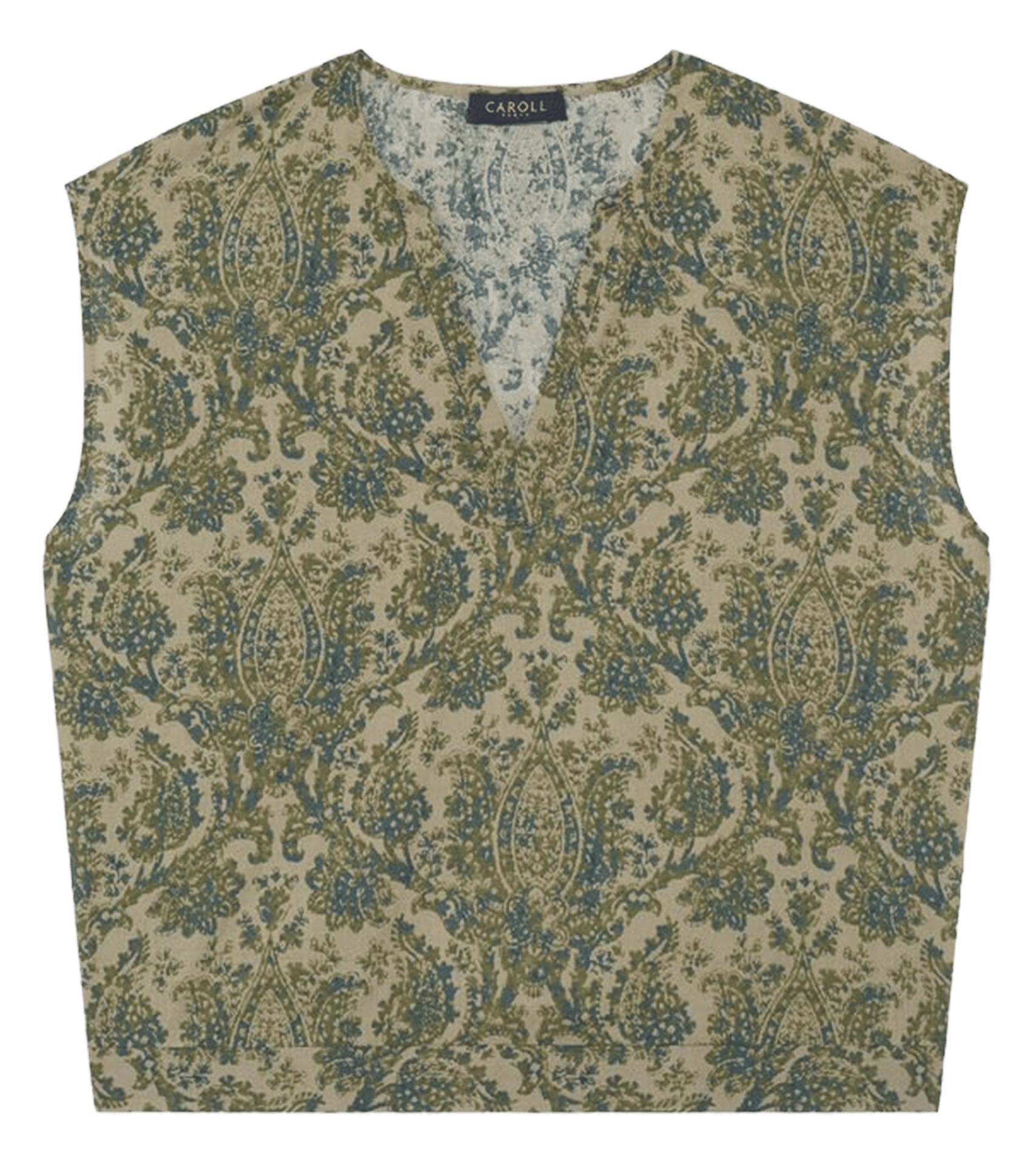 Top col V en coton CAROLL Vert