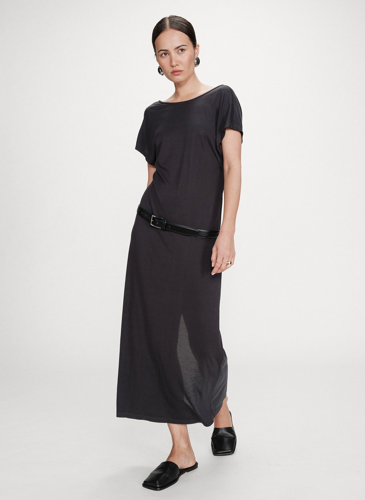 Lange jurk met ronde hals GRACE ET MILA Black