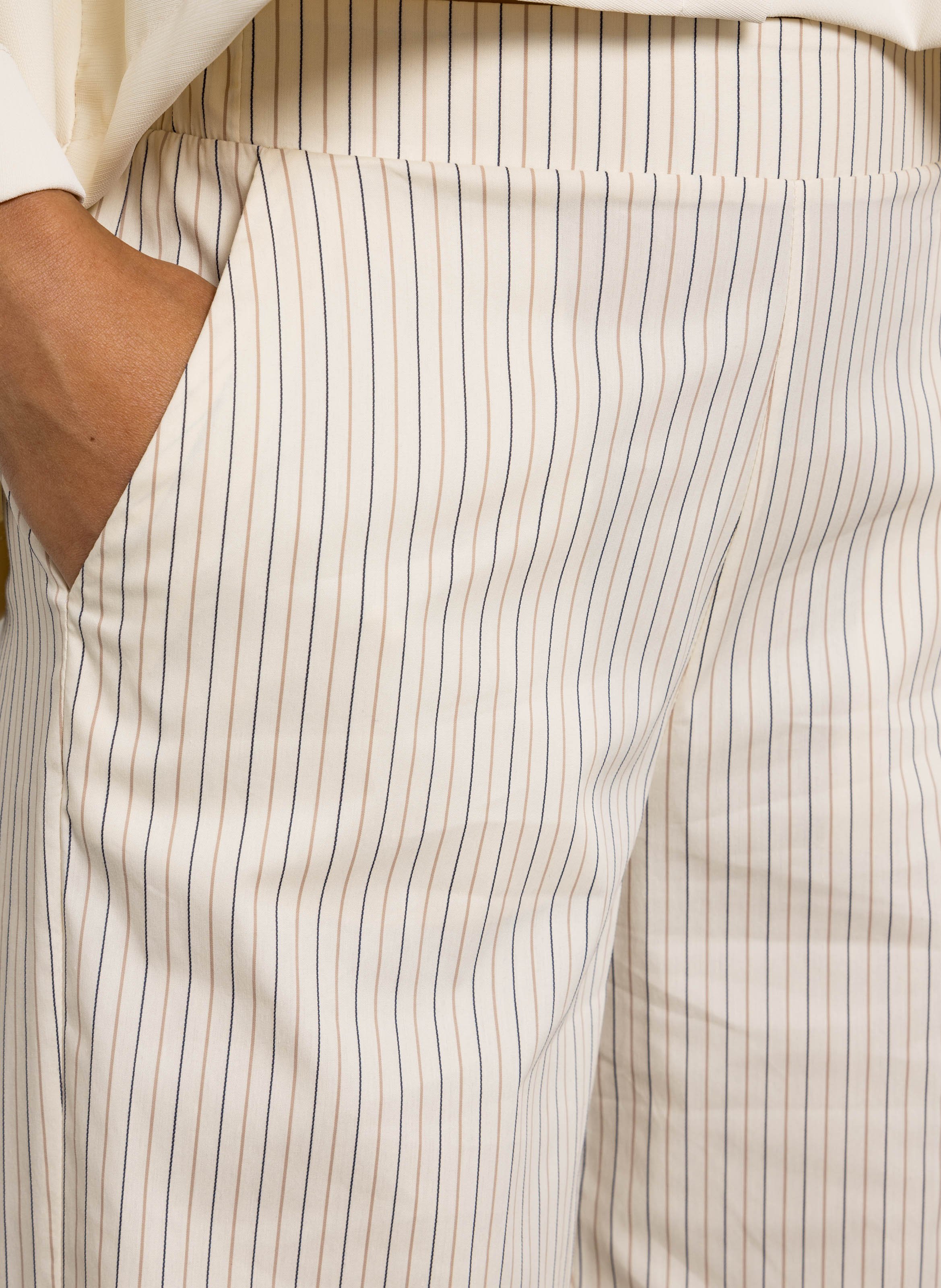 Pantalon droit en coton mélangé rayé IMPERIAL Beige