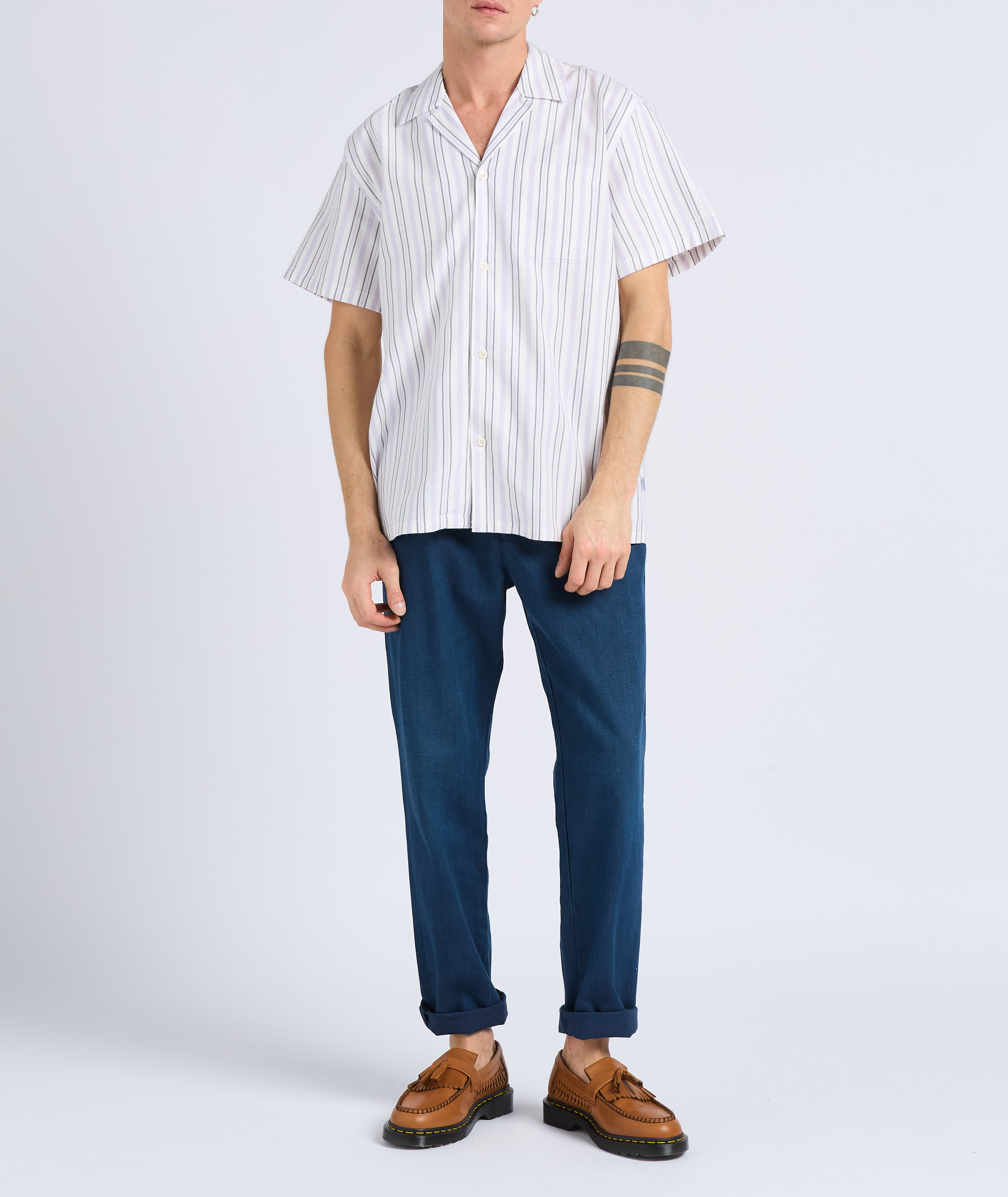 Loose-fit striped cotton shirt LES DEUX Beige