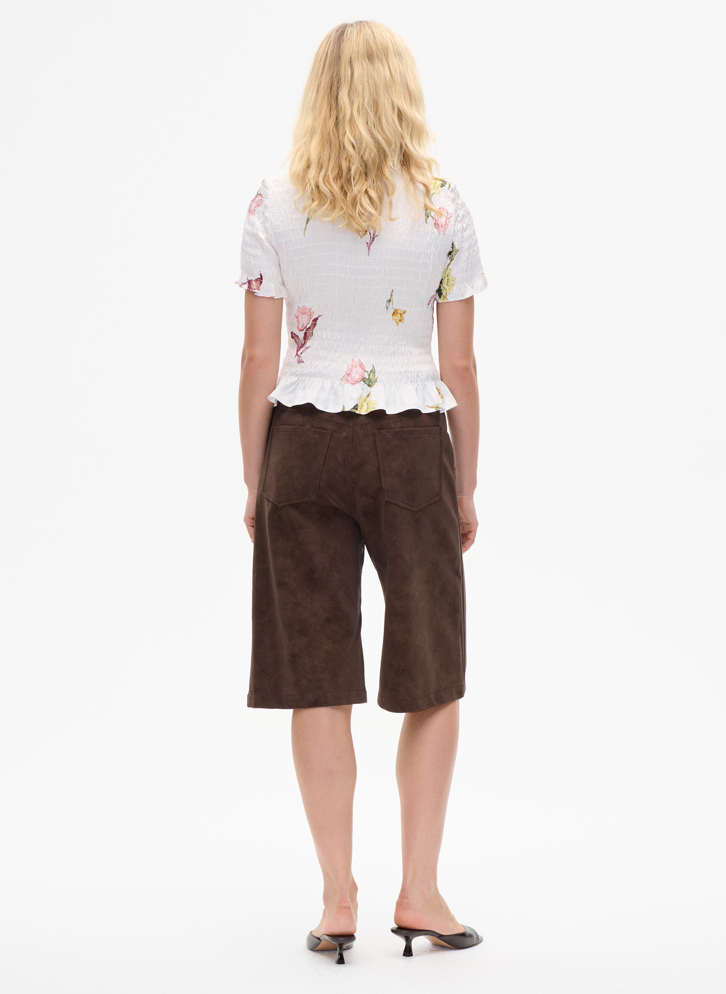 Smocked round neck top with patterns BAUM UND PFERDGARTEN White