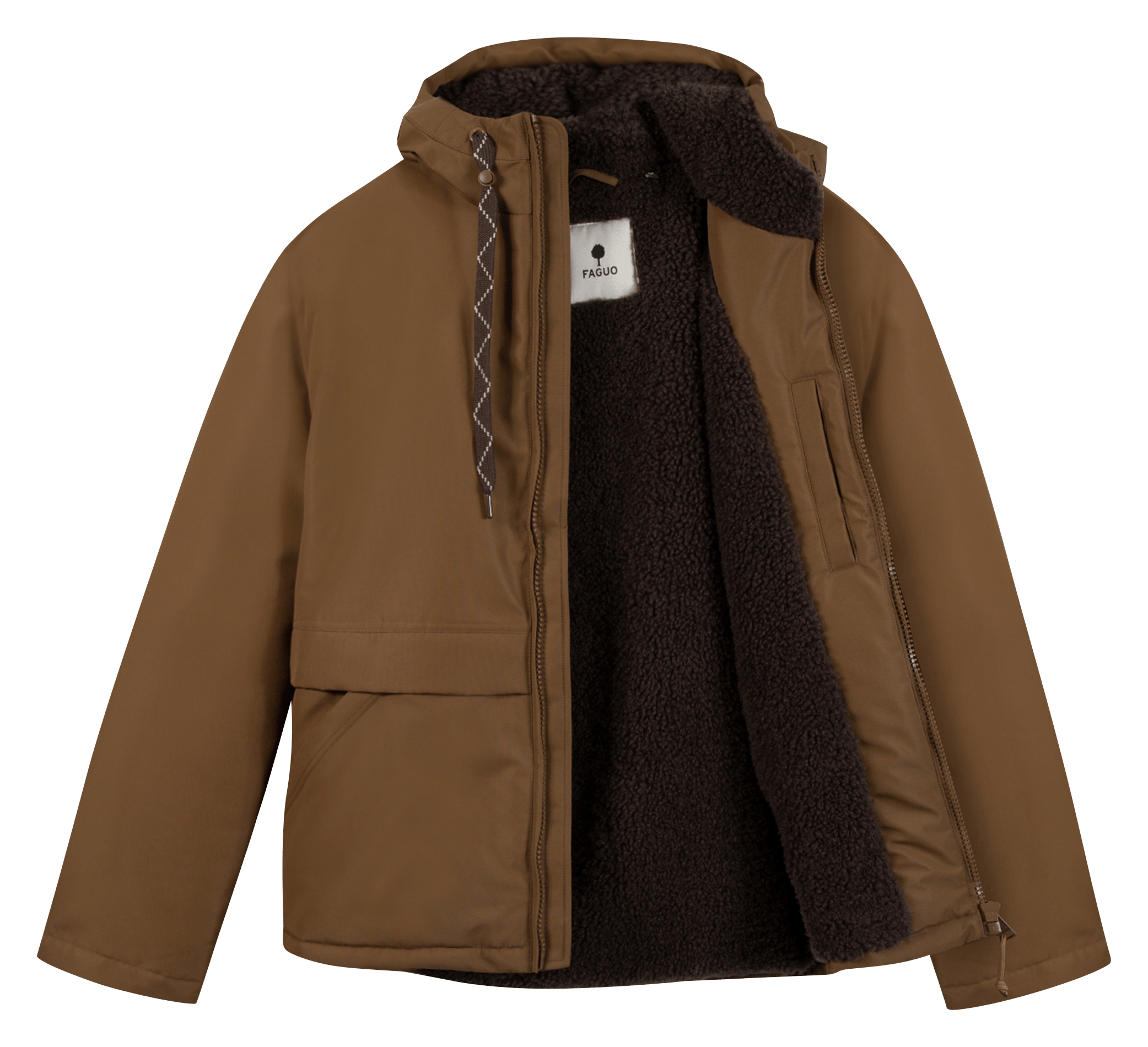 Parka courte et droite à capuche FAGUO Marron