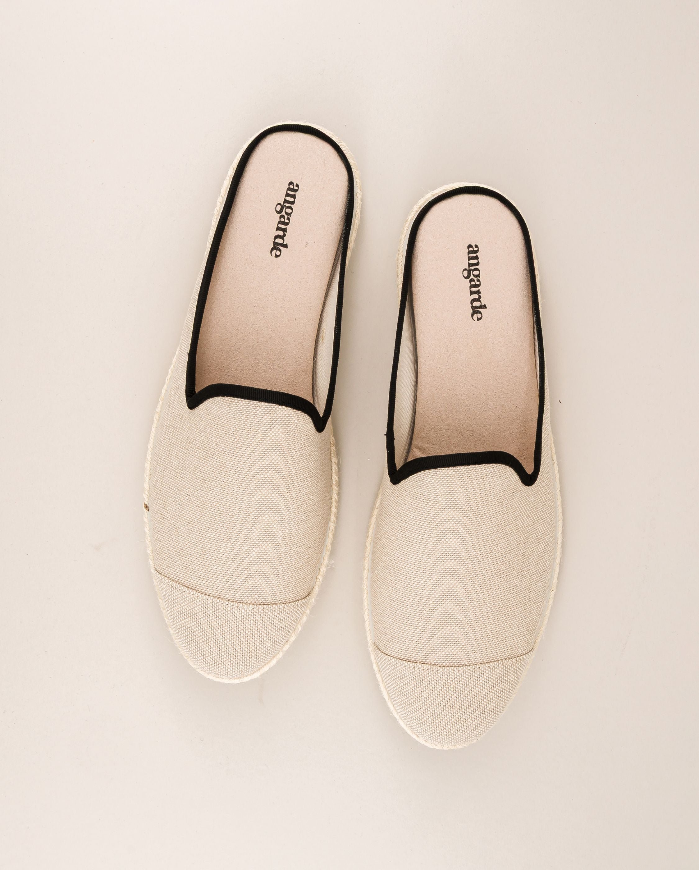 Men's mule, beige and black cotton ANGARDE Beige