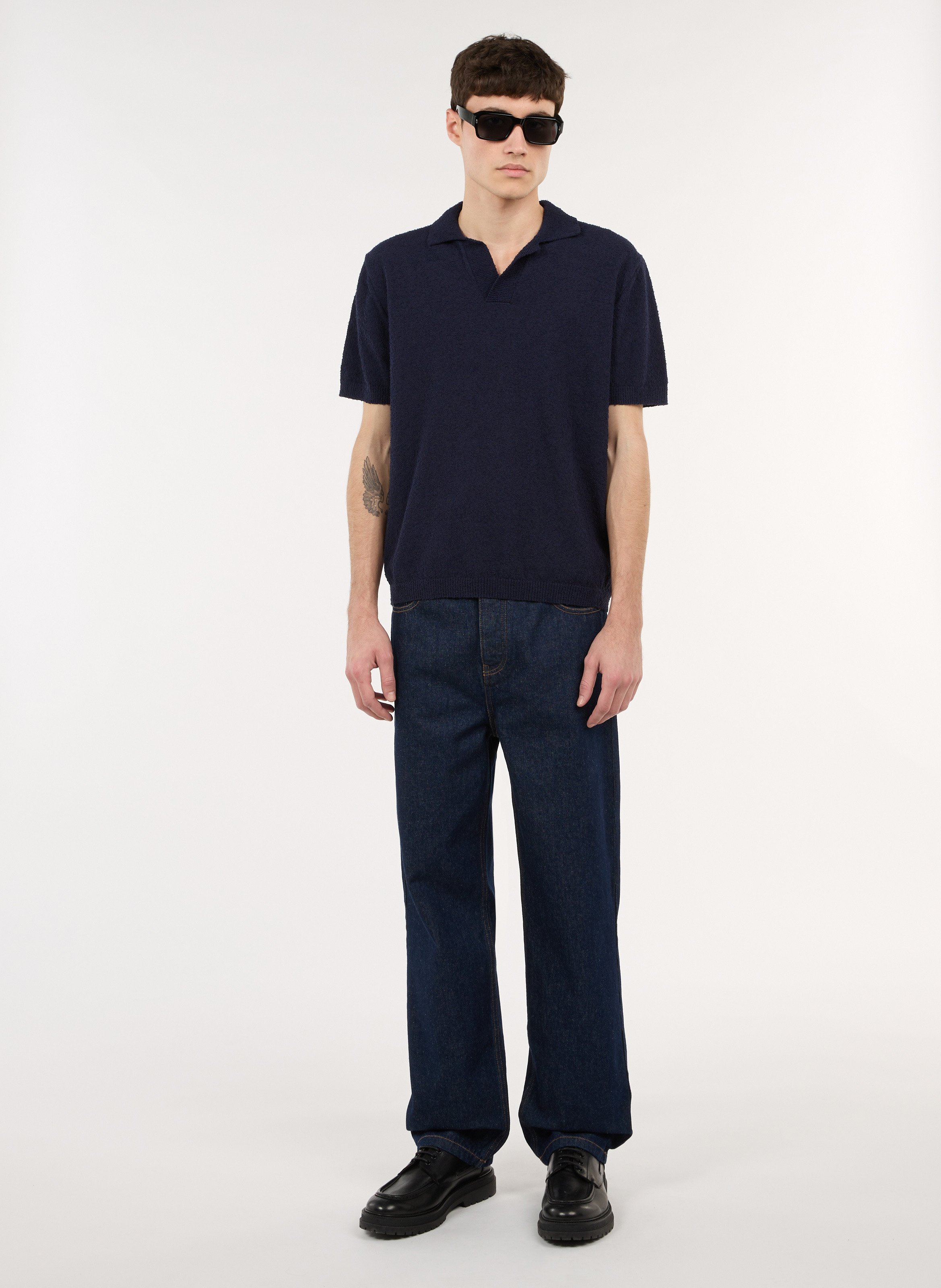 Rechte polo van katoenmix SAISON 1865 Blauw