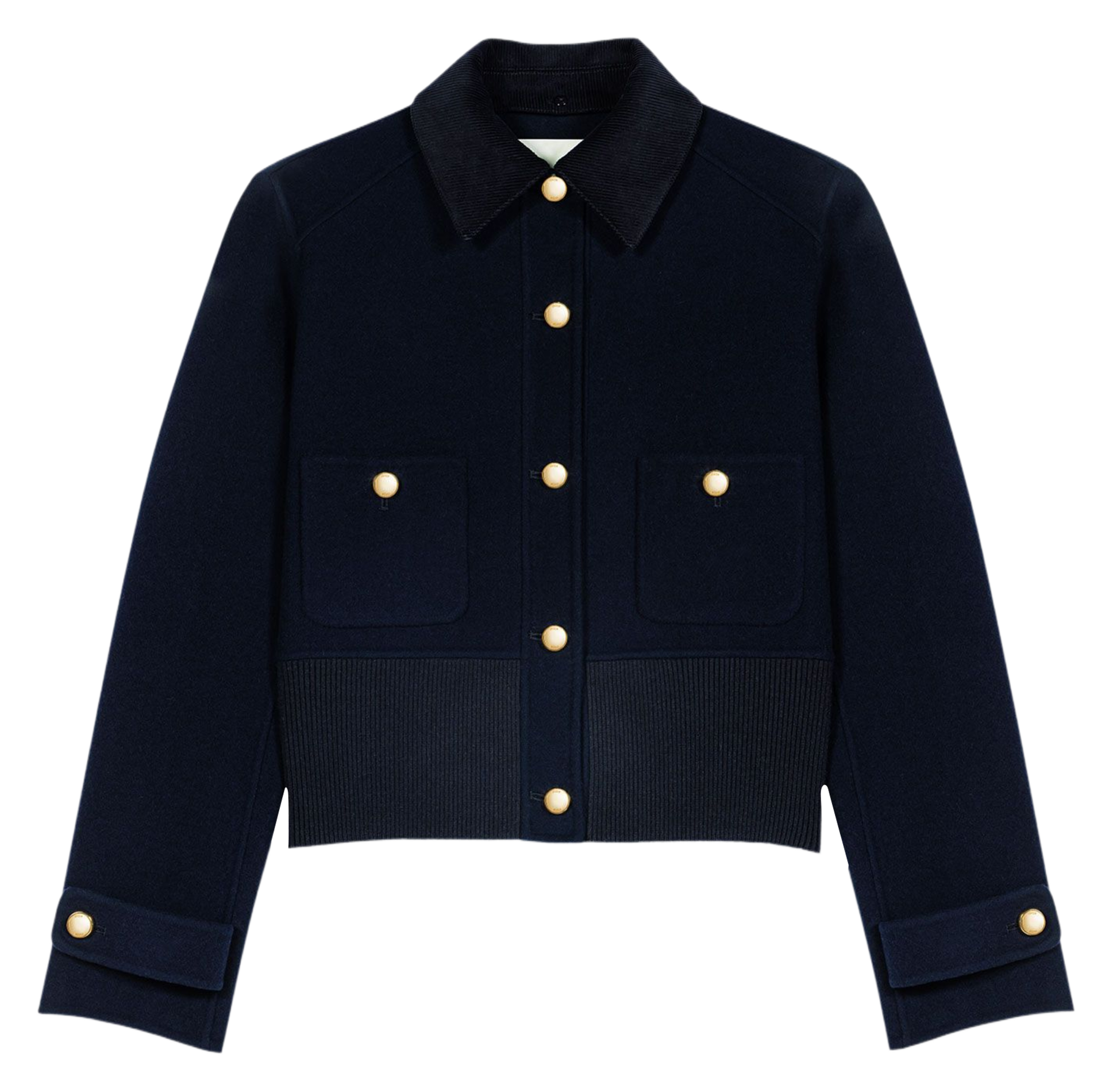Blouson court en laine mélangée double face MAJE Bleu