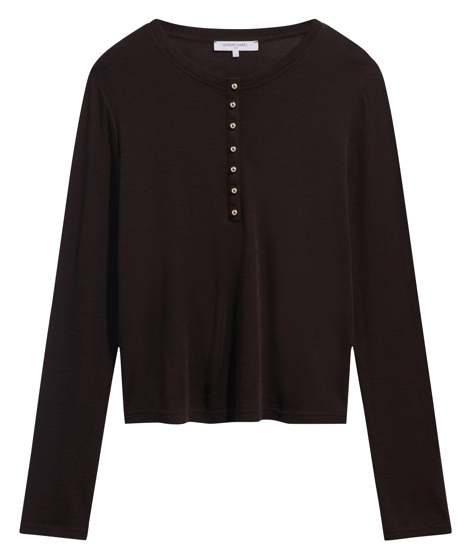 Tee-shirt fin boutonné en laine GERARD DAREL Marron