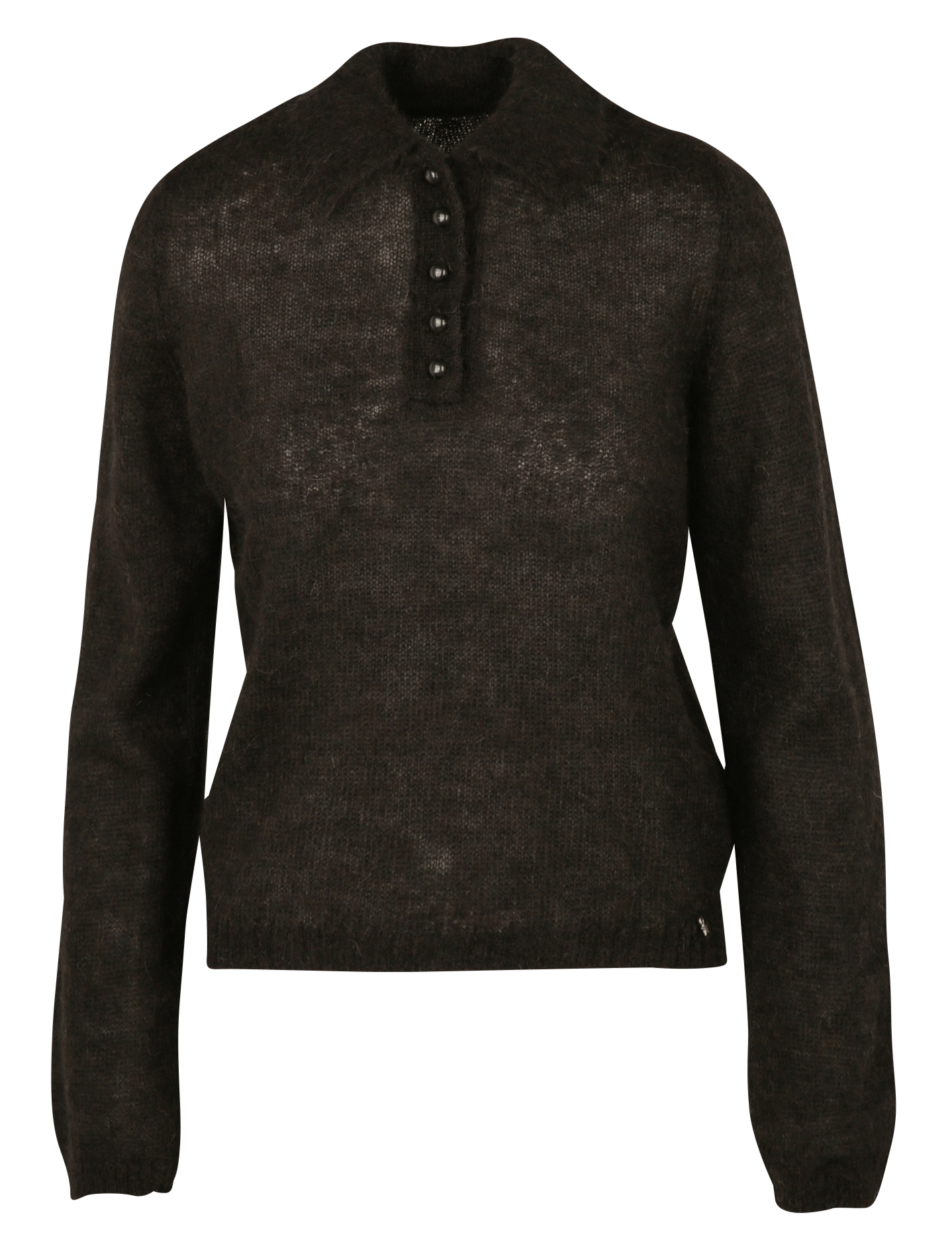 Fitted polo collar sweater in blended wool DES PETITS HAUTS Brown