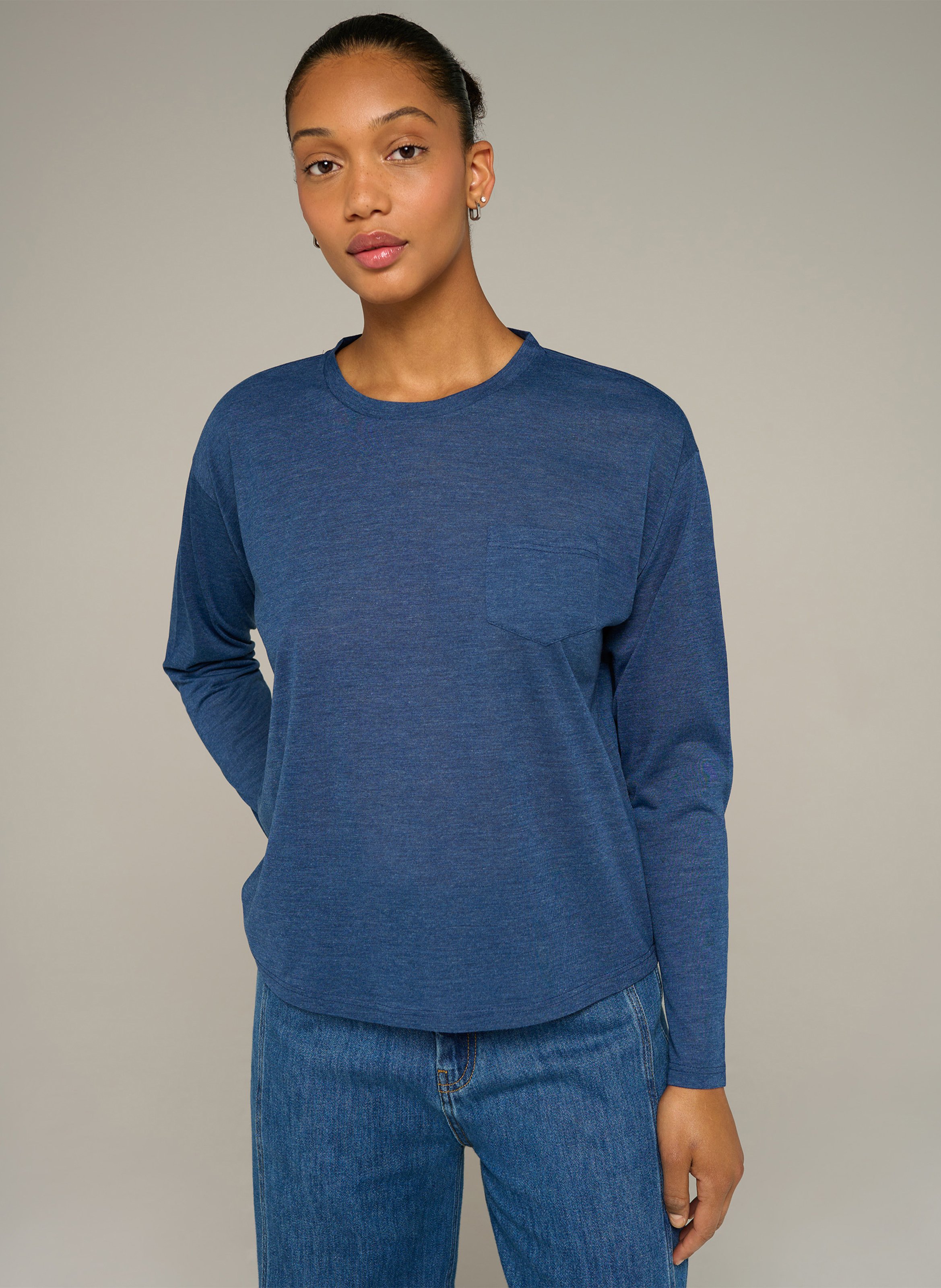 T-shirt manches longues sérigraphié  COTELAC ACOTE Bleu