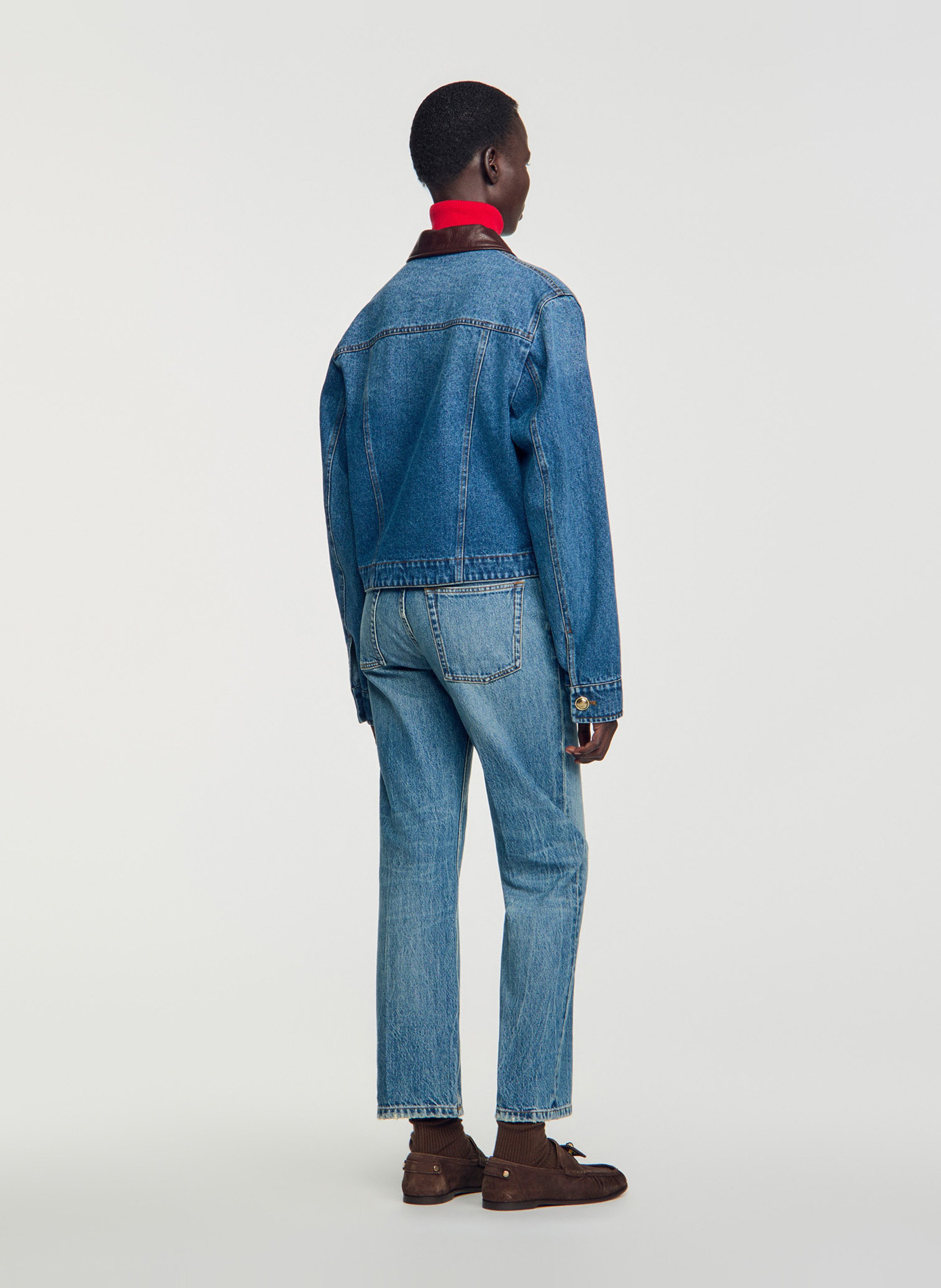 Veste denim droite en coton SANDRO Bleu