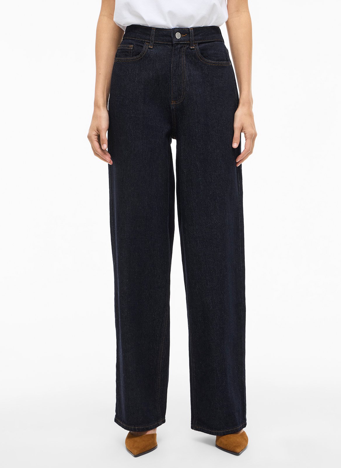 Jean large taille haute en denim brut VILA Bleu