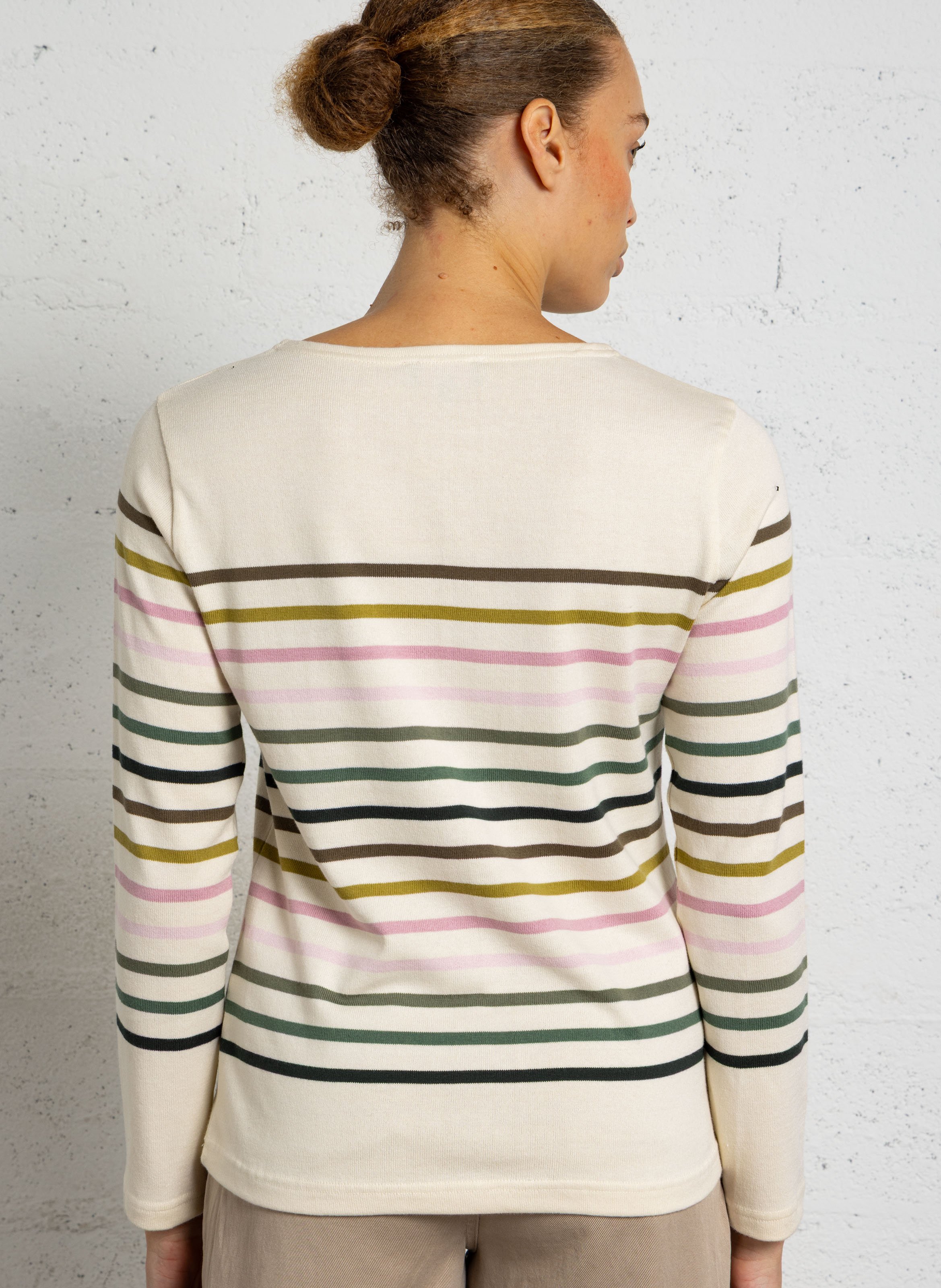 Gestreepte, katoenen trui met ronde hals ARMOR LUX Beige