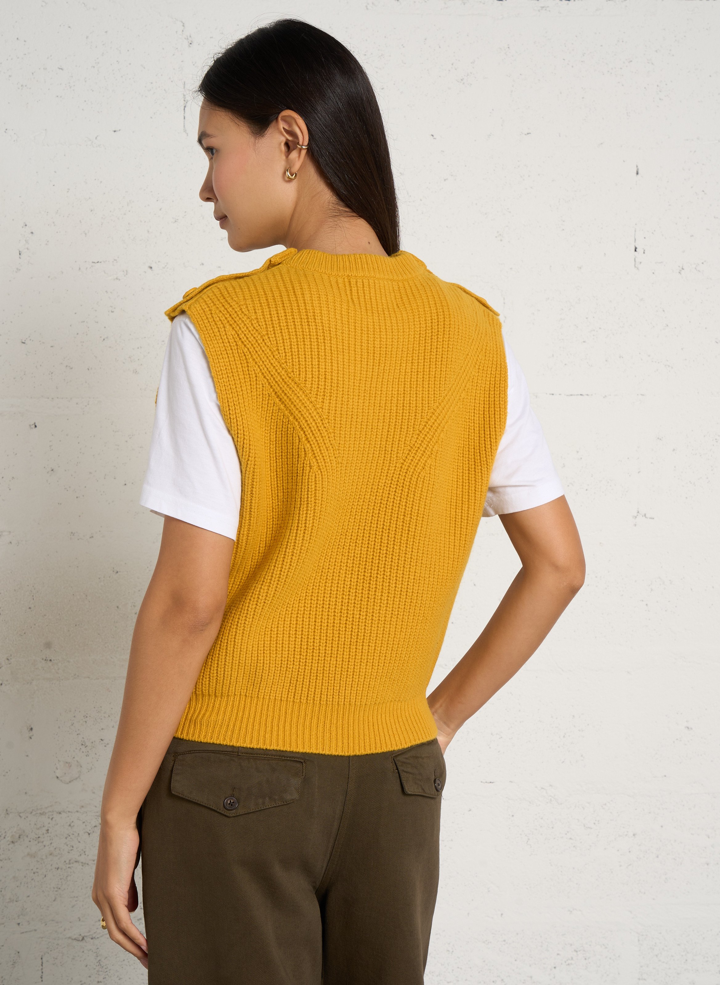 Sleeveless merino wool sweater LEON & HARPER Yellow