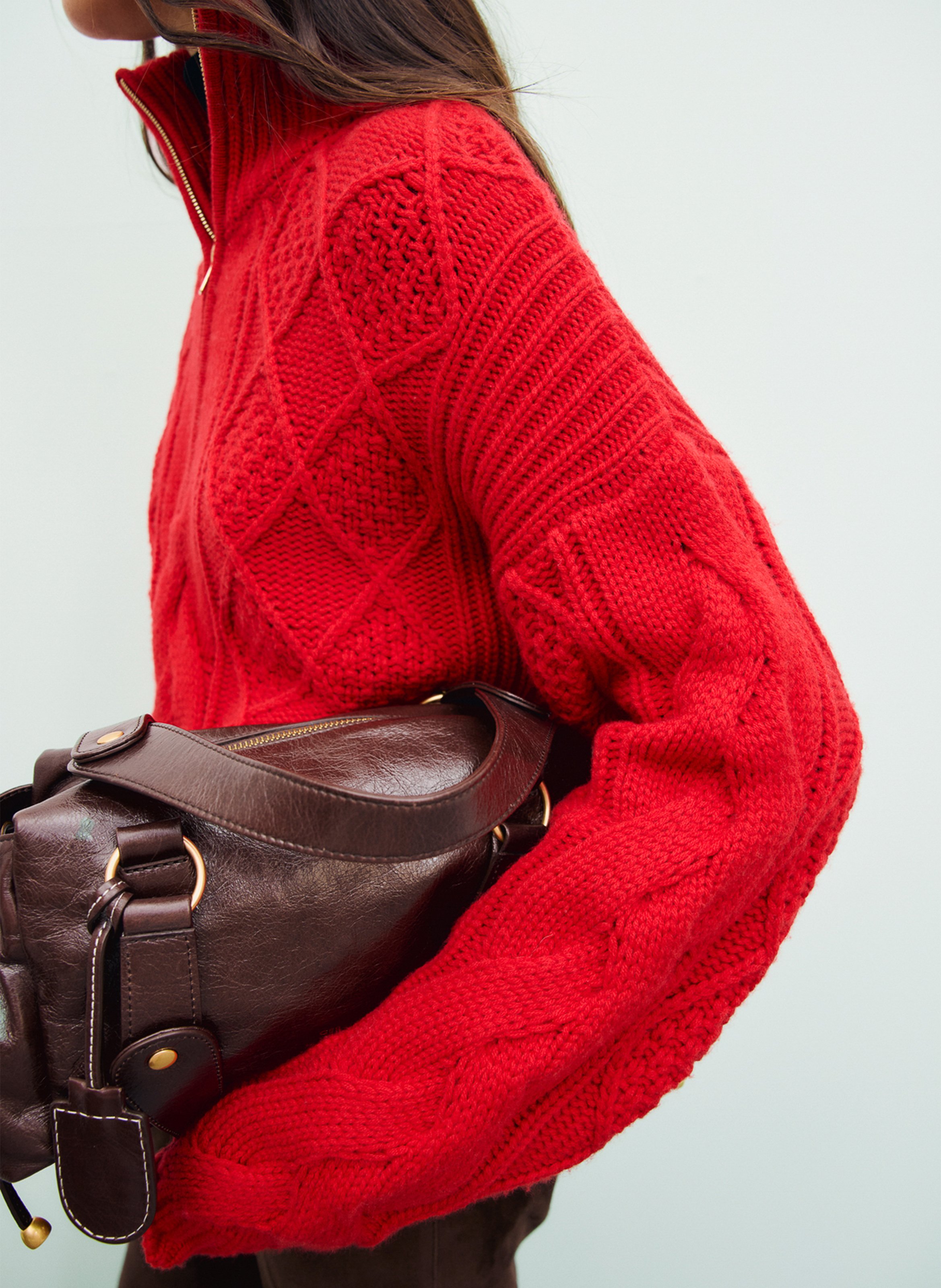 Pull col montant zippé en laine  GERARD DAREL Rouge