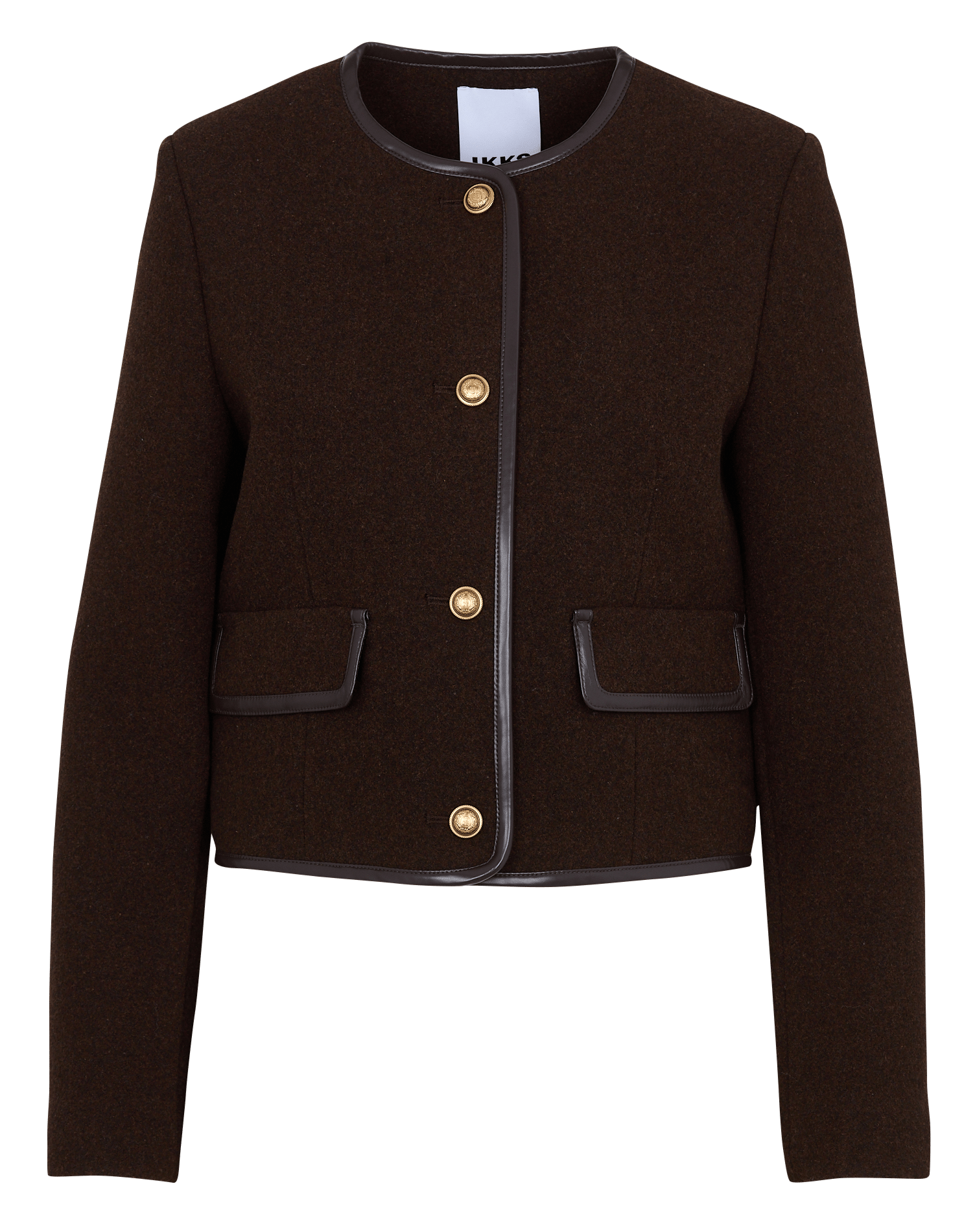 Veste boutonnée col rond en coton IKKS Marron