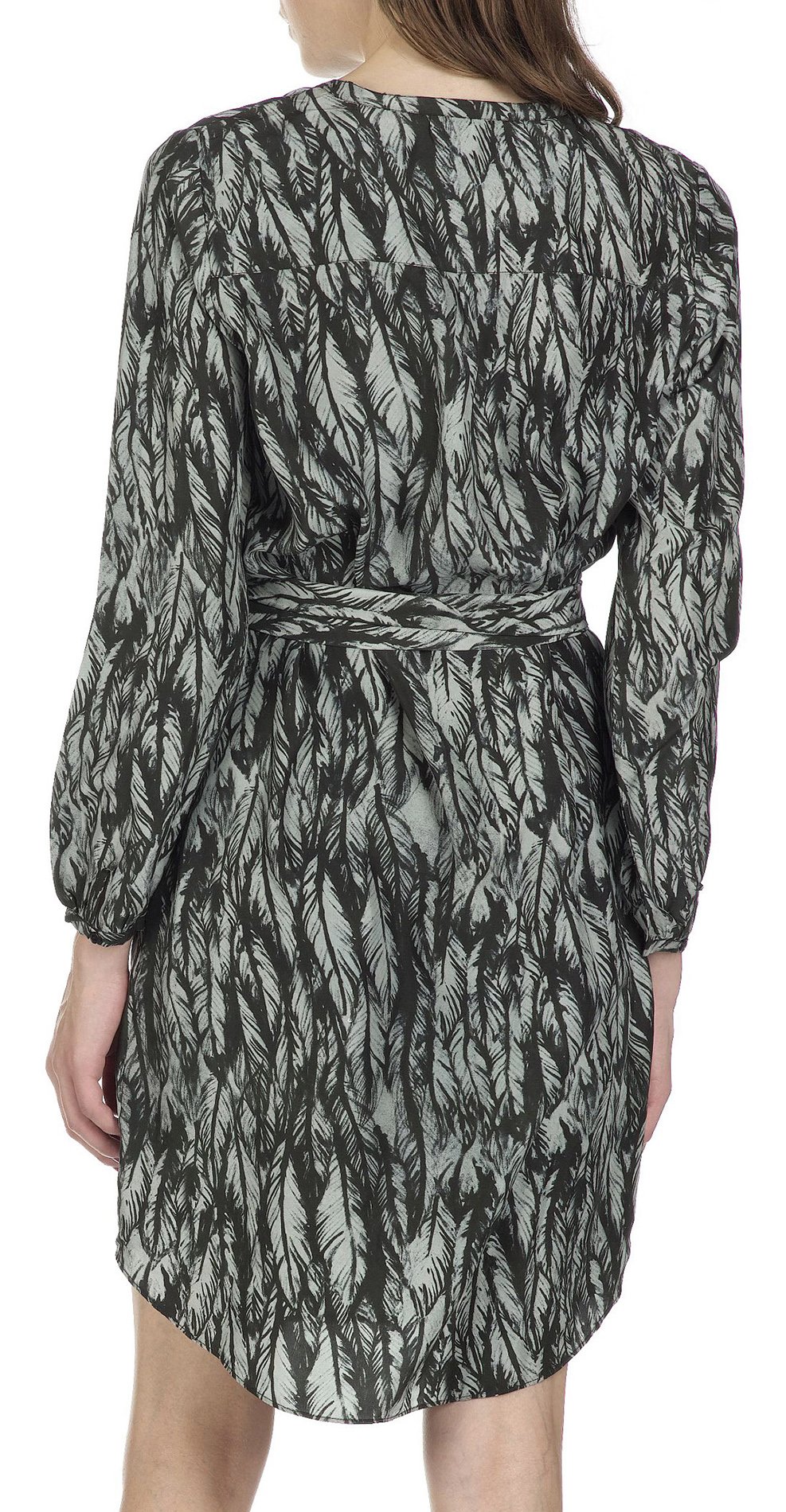 Robe courte décolletée et imprimée en soie Pyramid SWILDENS Noir