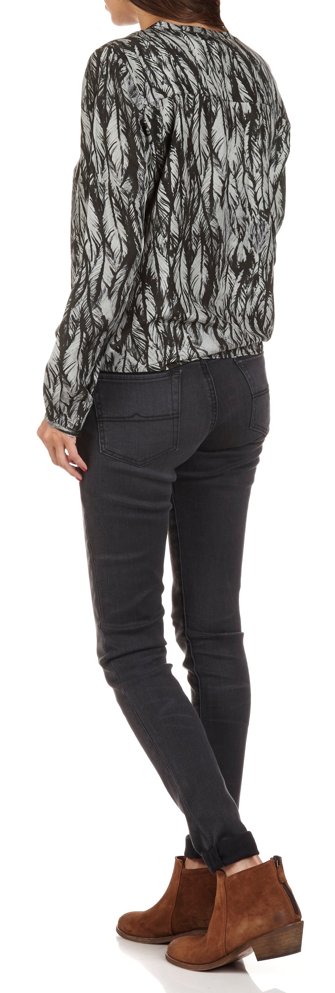 Proverb V-neck printed silk shirt SWILDENS Black