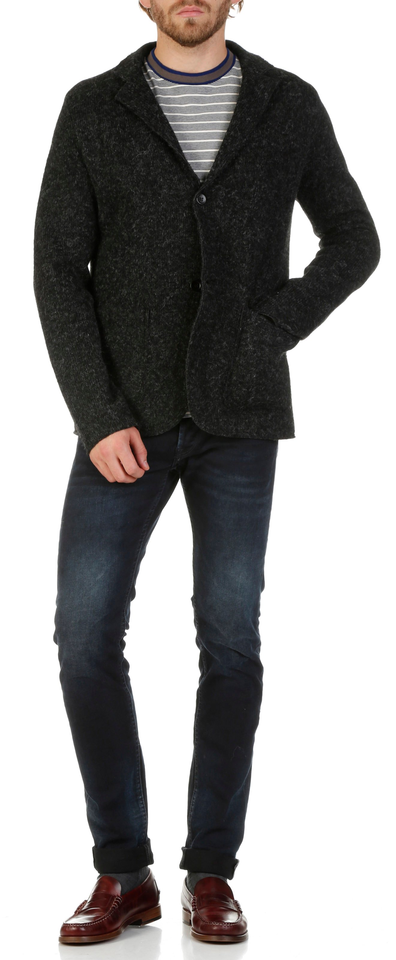 Regular-fit wool jacket with two buttons MAJESTIC FILATURES Black