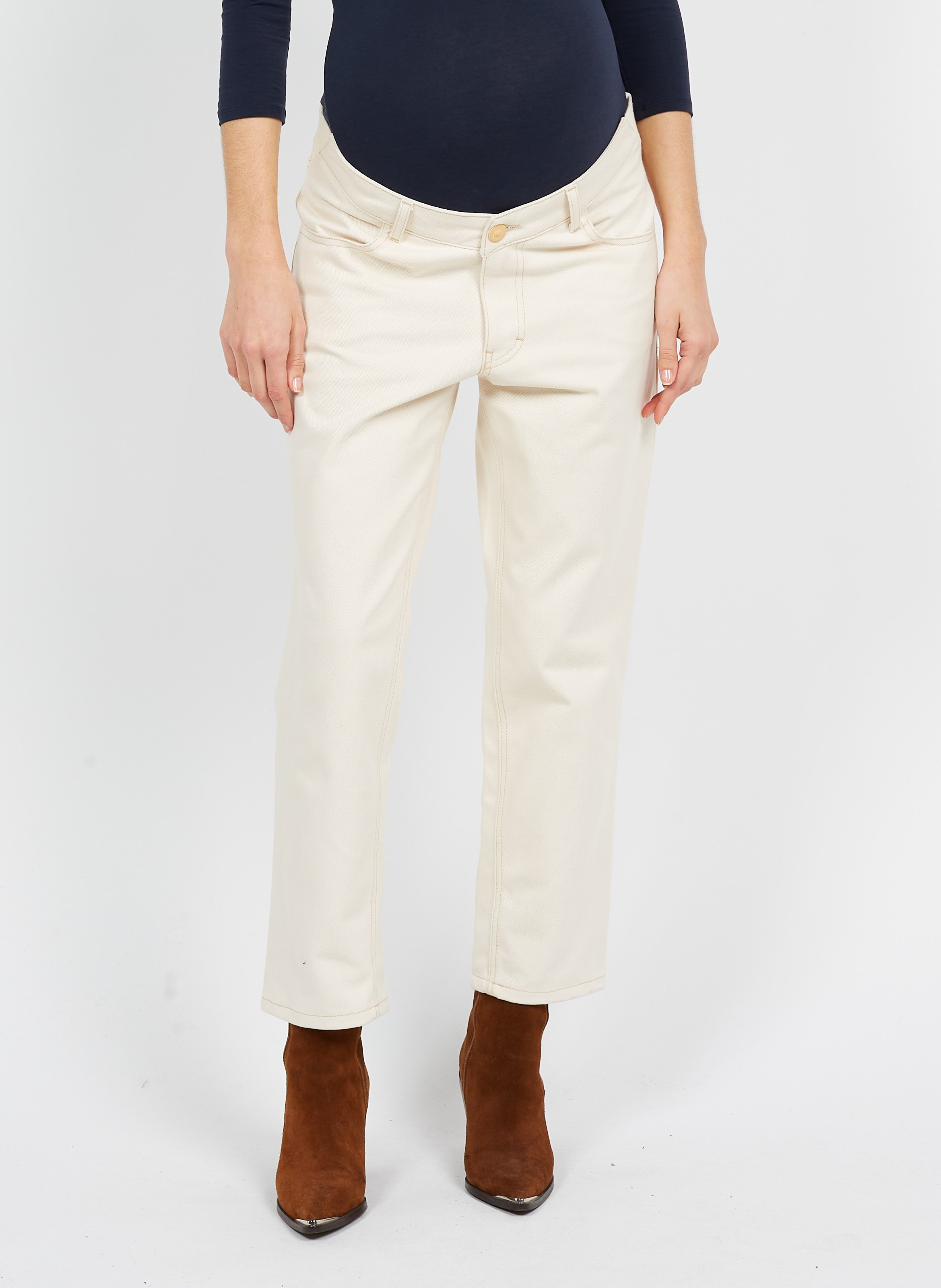 Zwangerschapsjeans van biokatoen NAISSANCE PUBLIQUE Wit