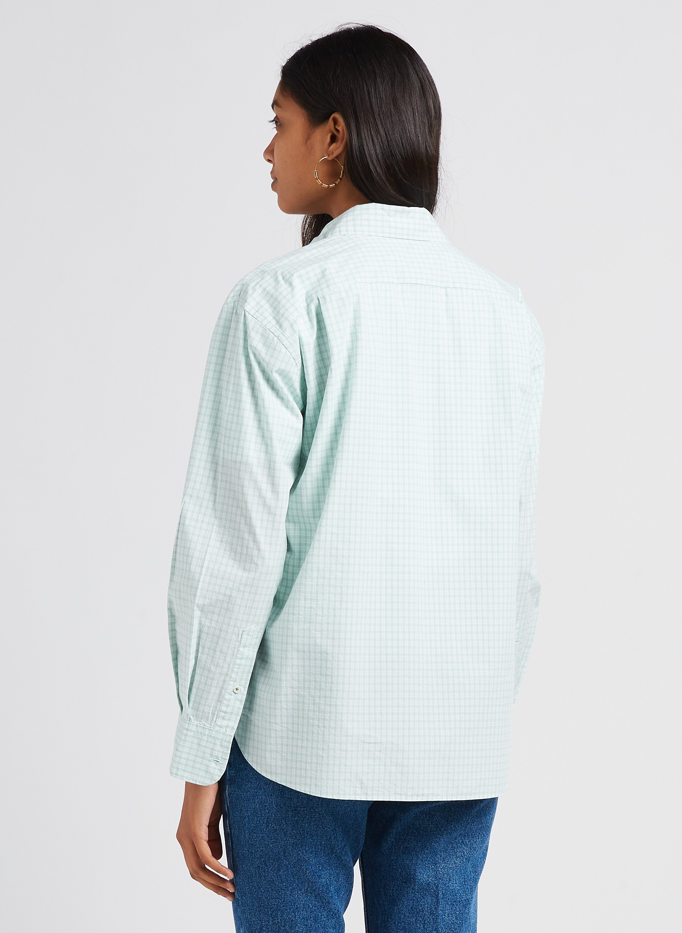 Checked cotton shirt with classic collar BELLEROSE Green