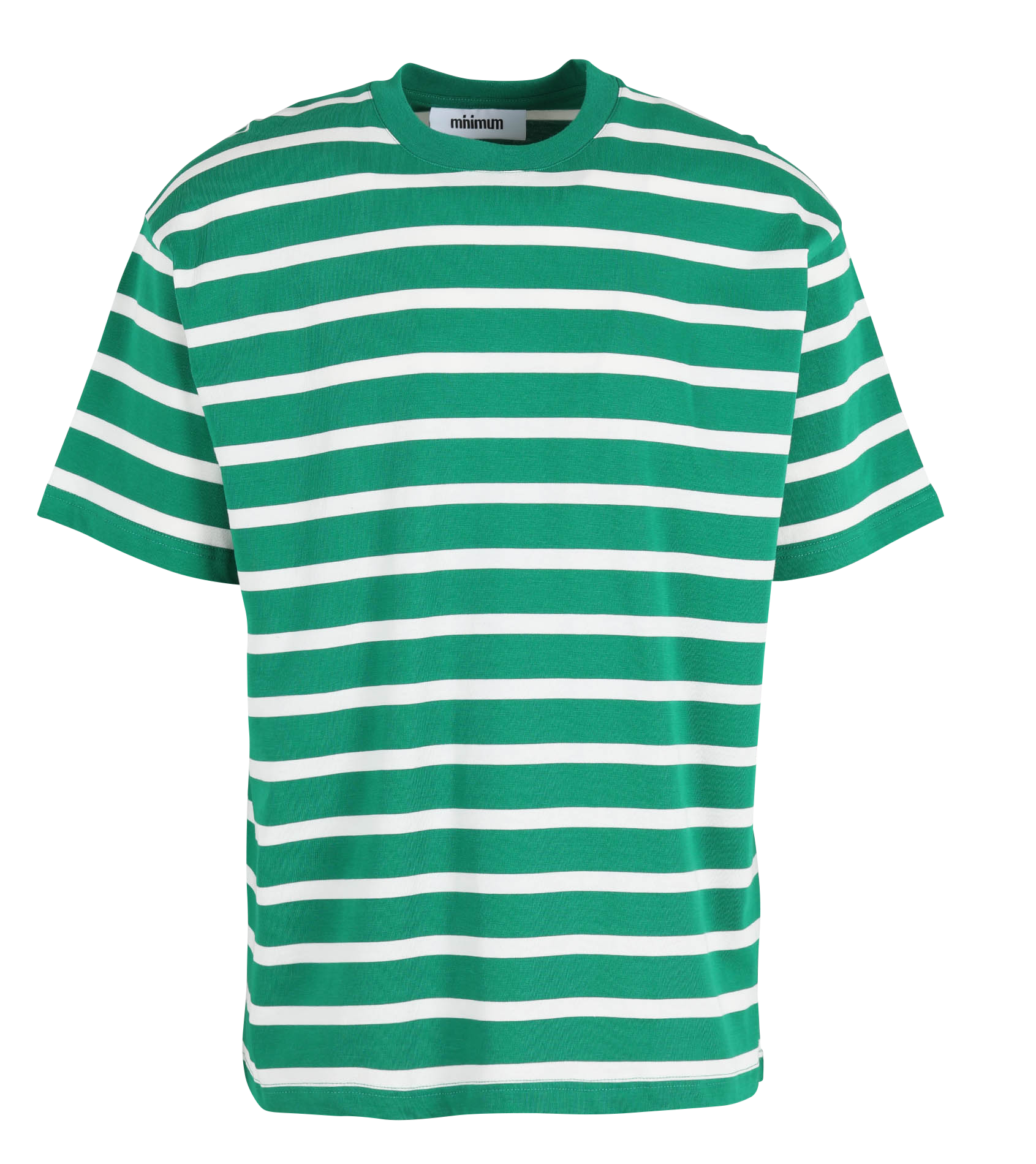 Regular-fit striped organic cotton T-shirt with round neck MINIMUM Green