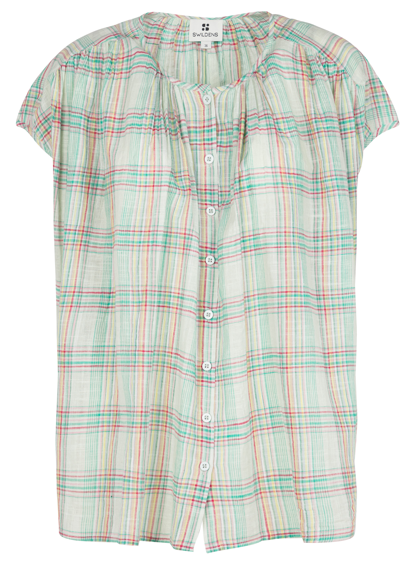 Loose-fit cotton shirt with round neck SWILDENS Blue