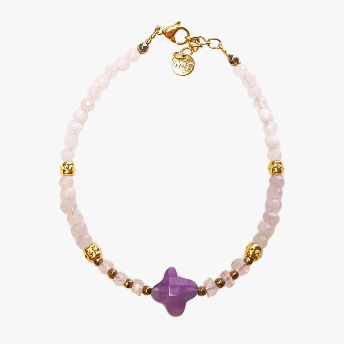 Clover amethyst bracelet GINANDGER Purple