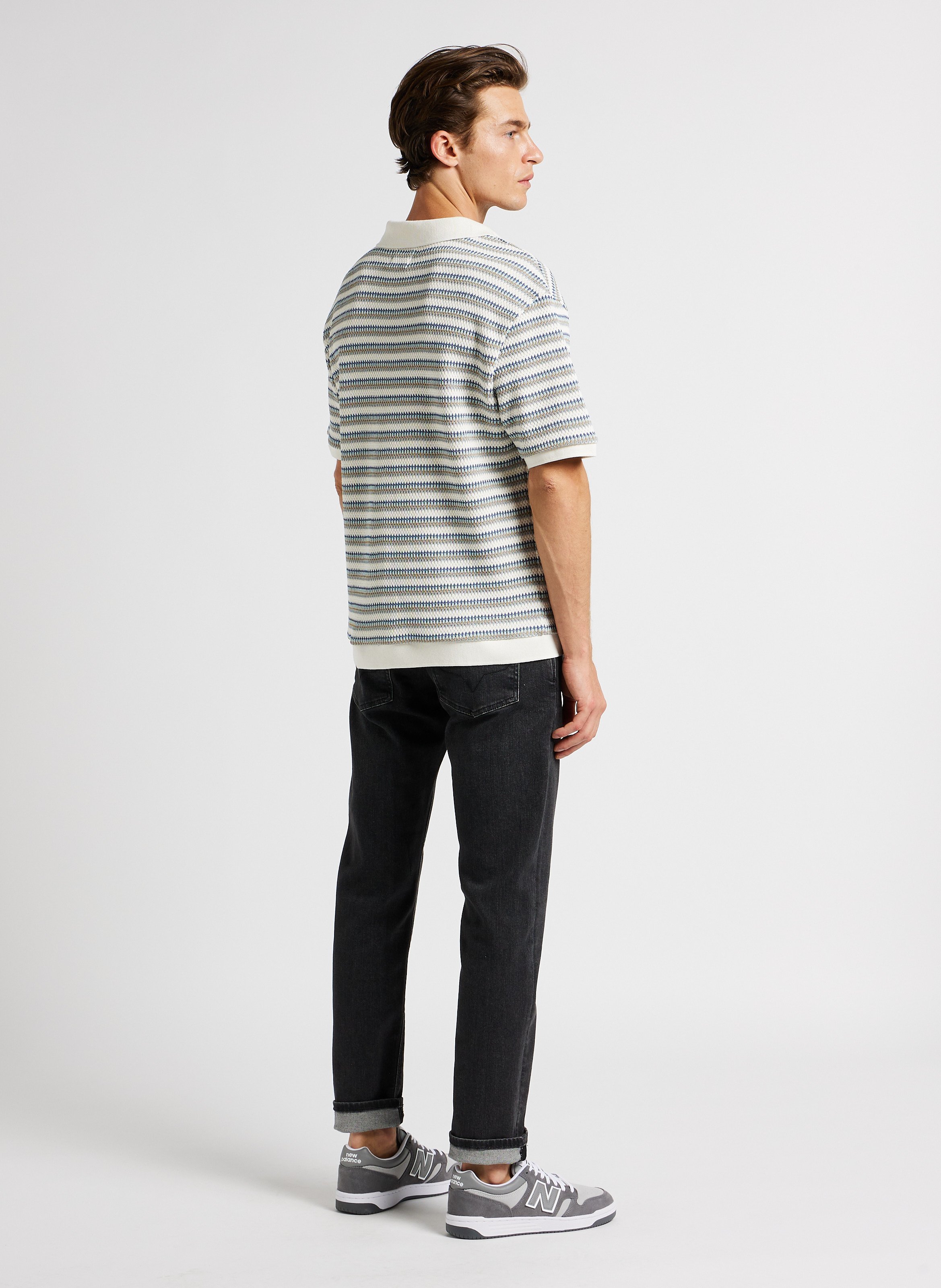 Pull à vol revers en coton maillé PEPE JEANS Beige