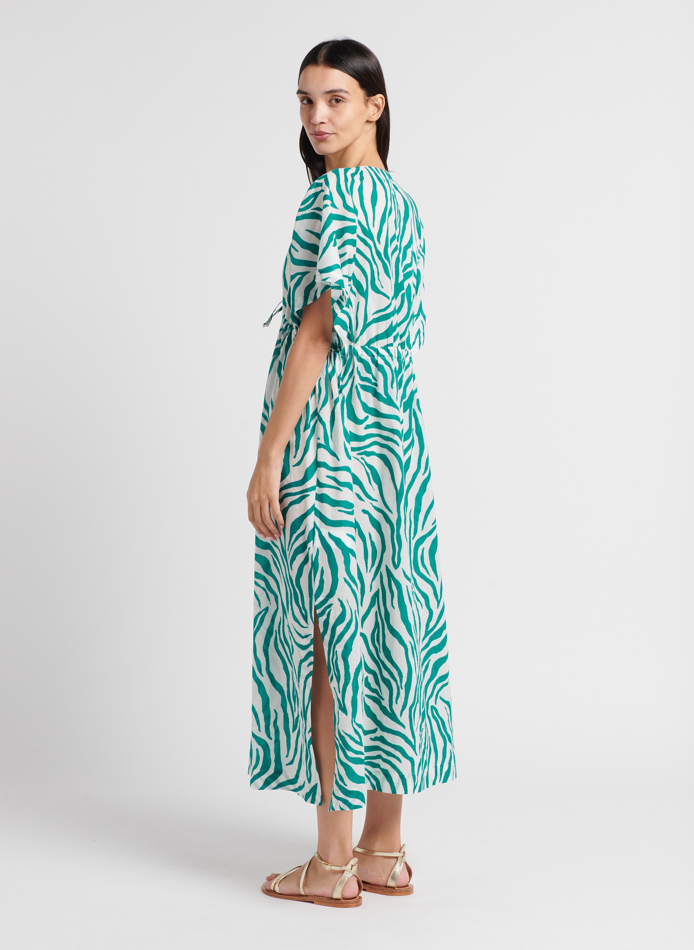 V-neck printed cotton dress MAX MARA LEISURE Green