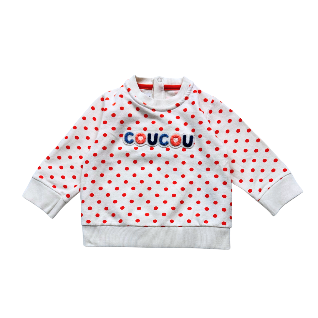 White baby sweatshirt - 6 months PETIT BATEAU - Seconde Main White