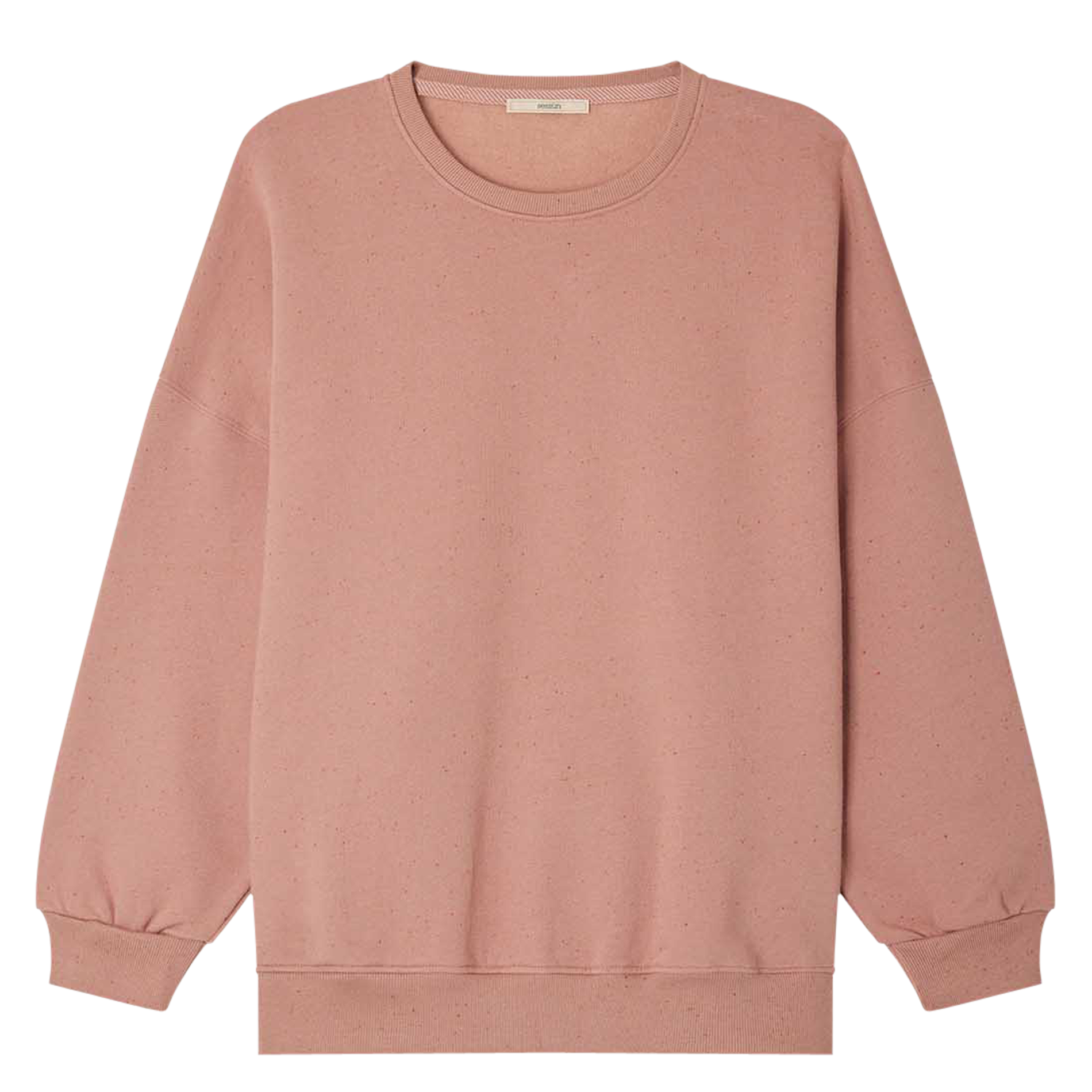 Loose-fit round-neck flecked organic cotton-blend sweater SESSUN Pink