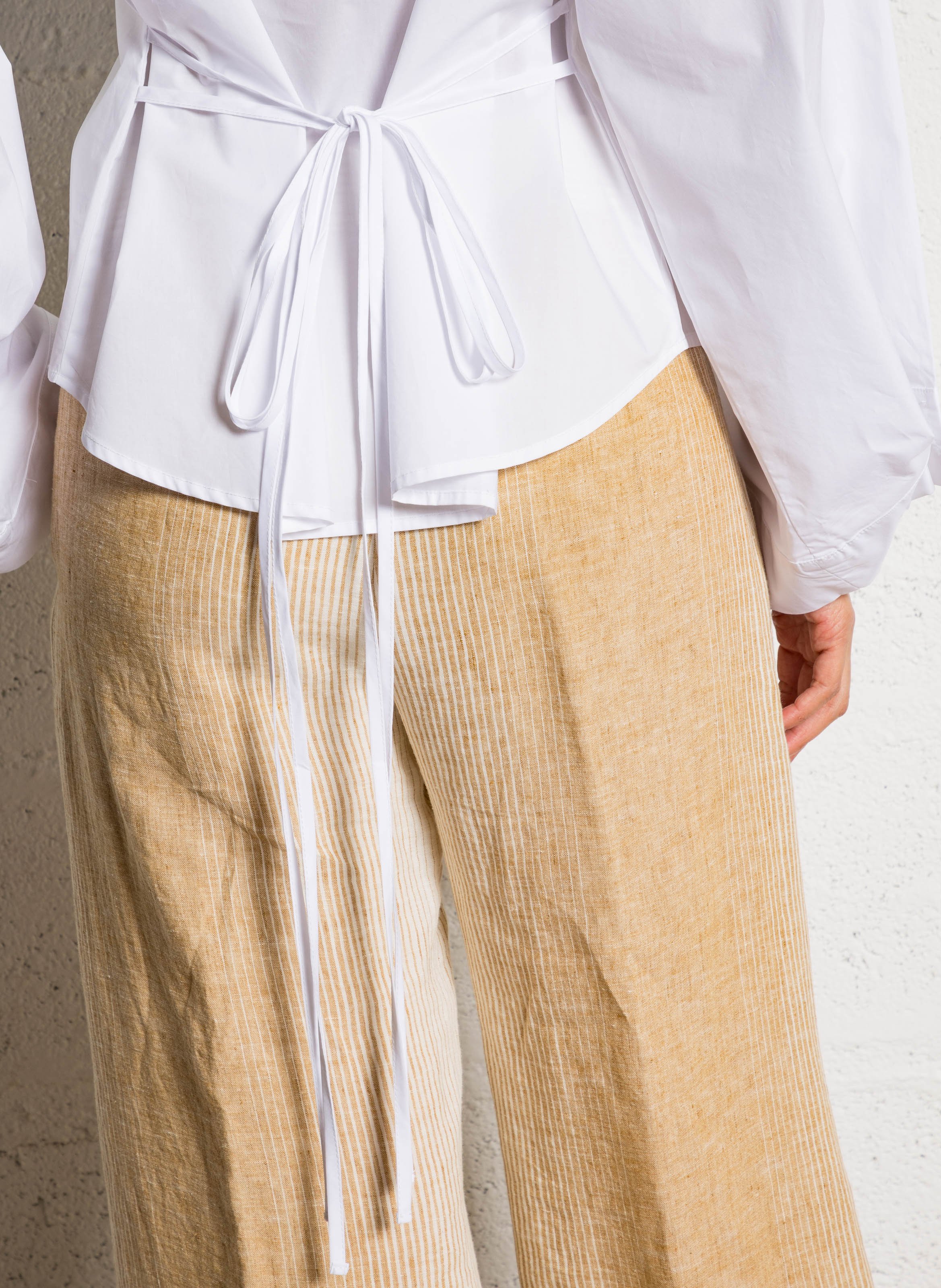 Camisa holgada con lazos de algodón ATTIC AND BARN Blanco