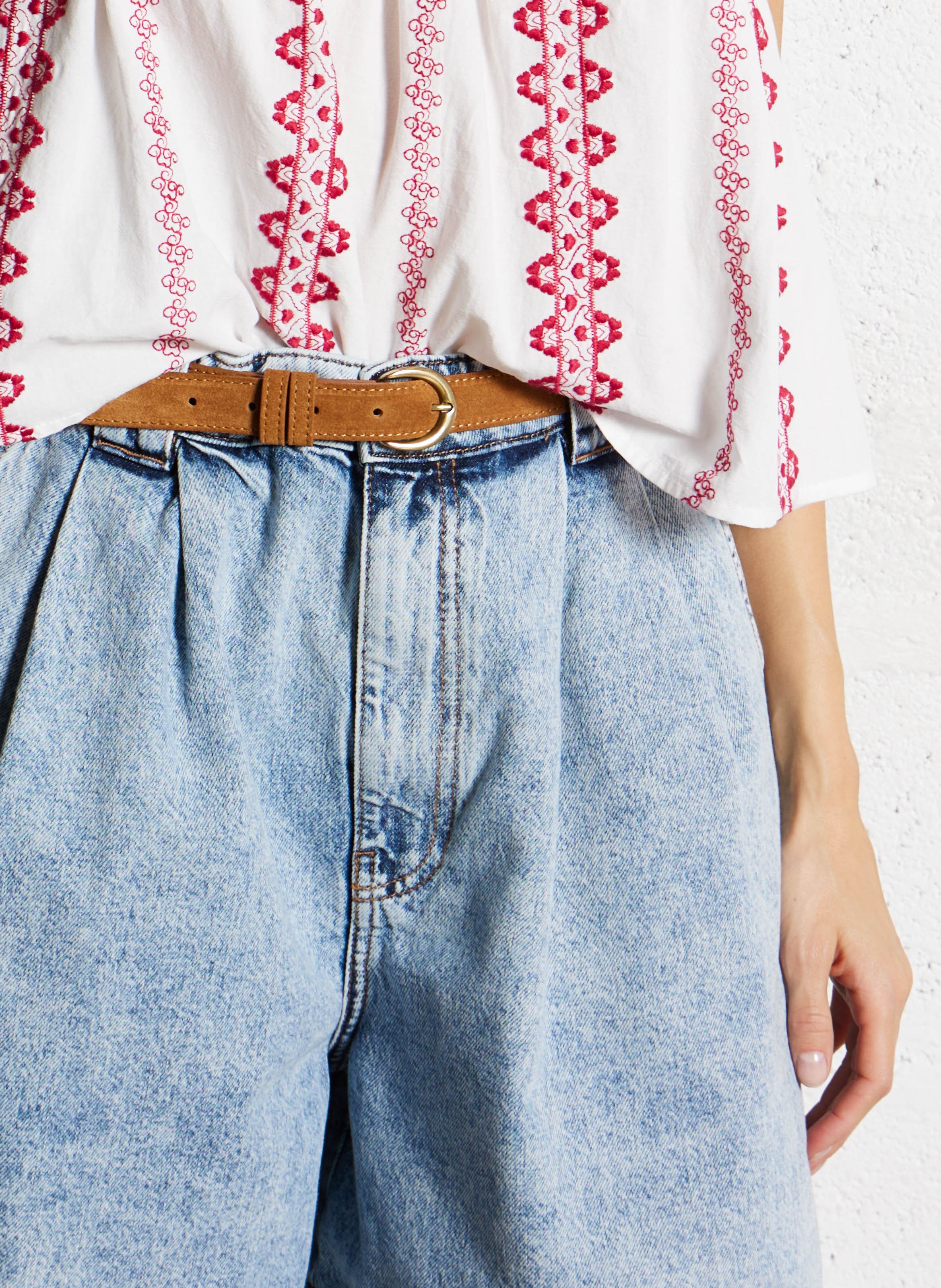 Ceinture en cuir velours LA PETITE ETOILE Marron