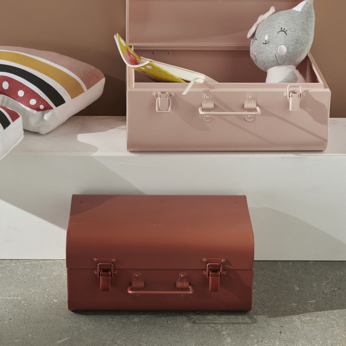 Set of 2 metal storage boxes FACTORY Pink