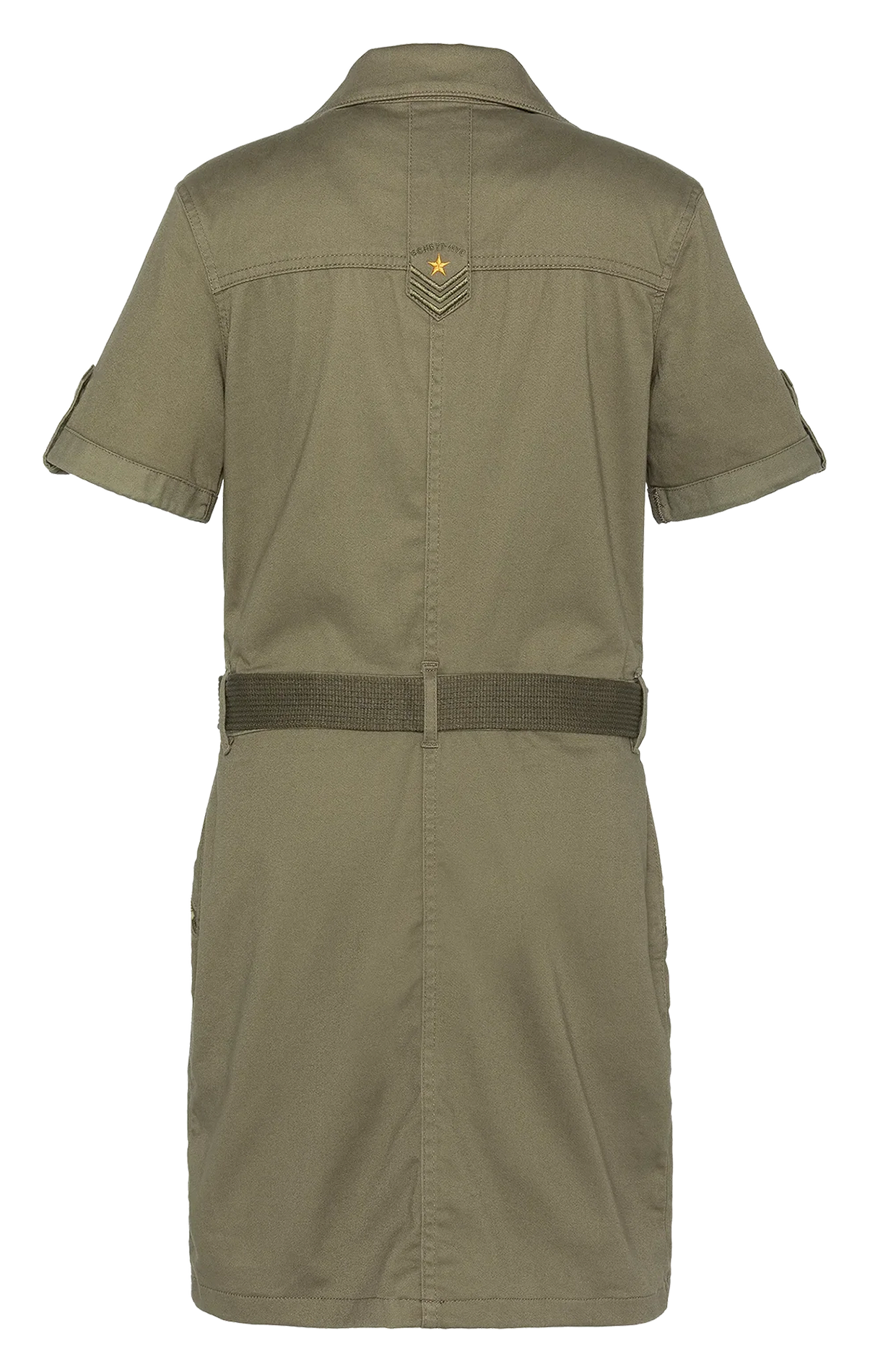 Short cotton-blend dress with classic collar SCHOTT Khaki