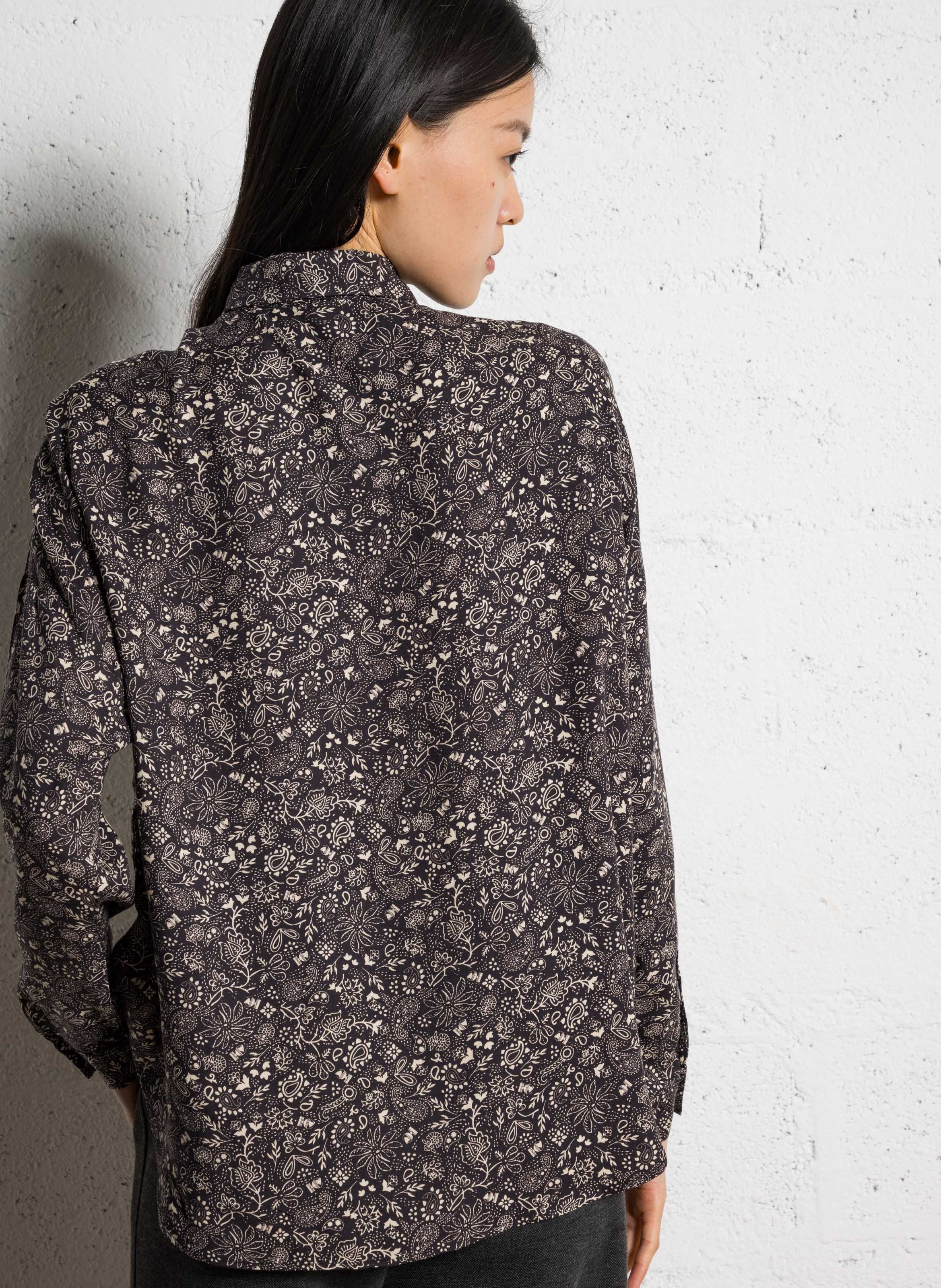 Chemise ample col classique imprimée I CODE Noir