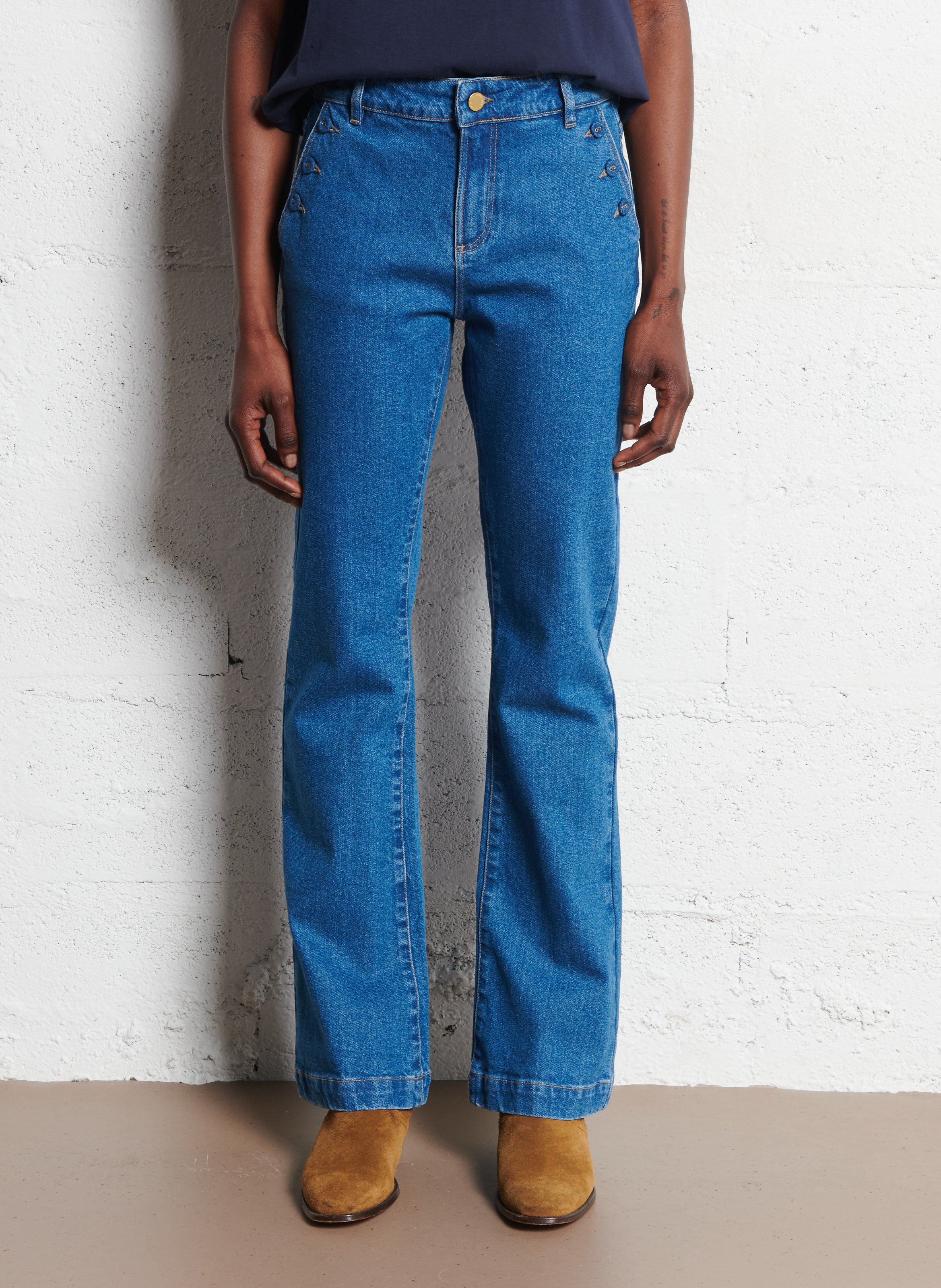 Jean flare en coton mélangé I CODE Bleu