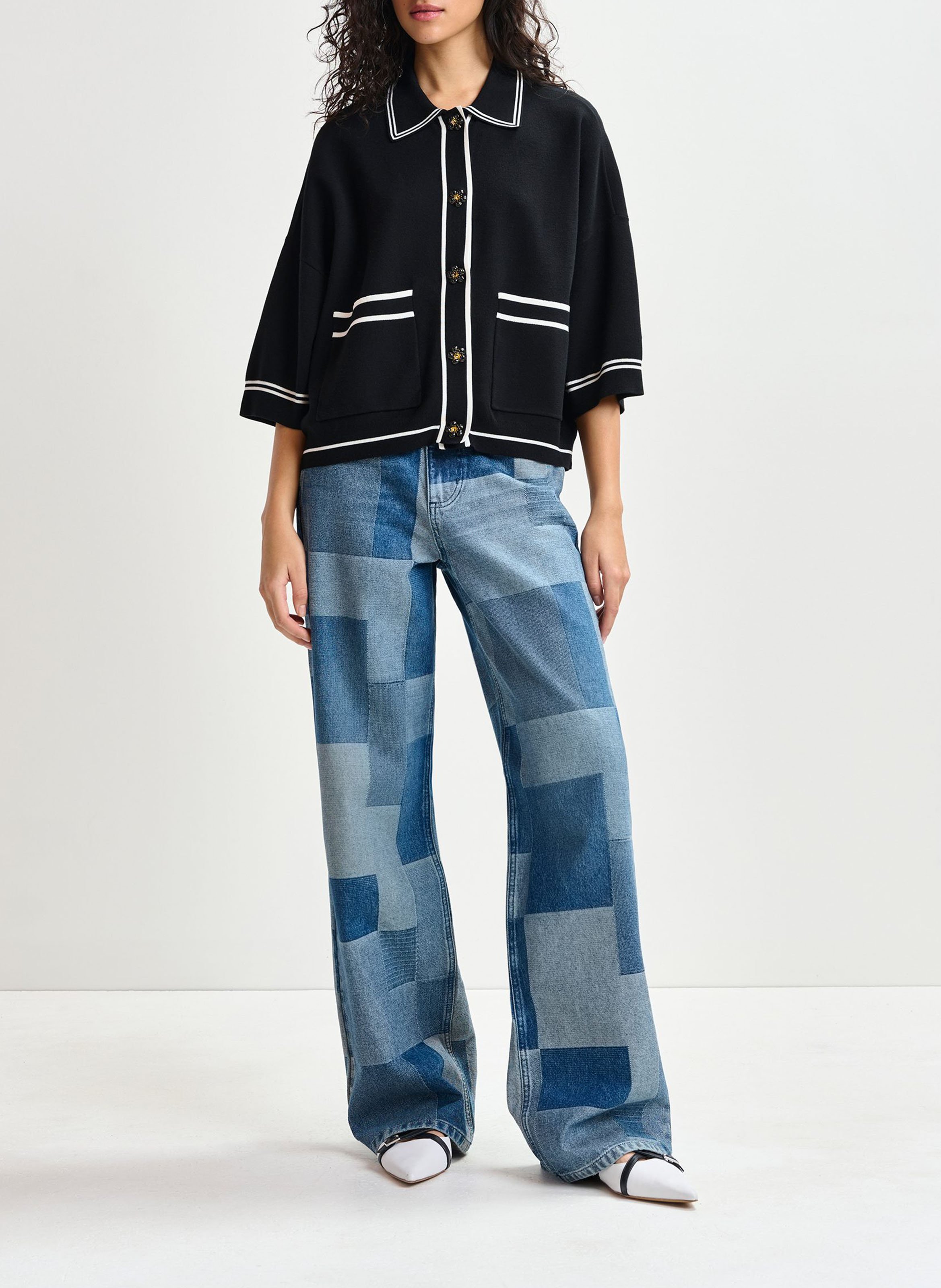 Jean large patchwork en coton ESSENTIEL ANTWERP Bleu