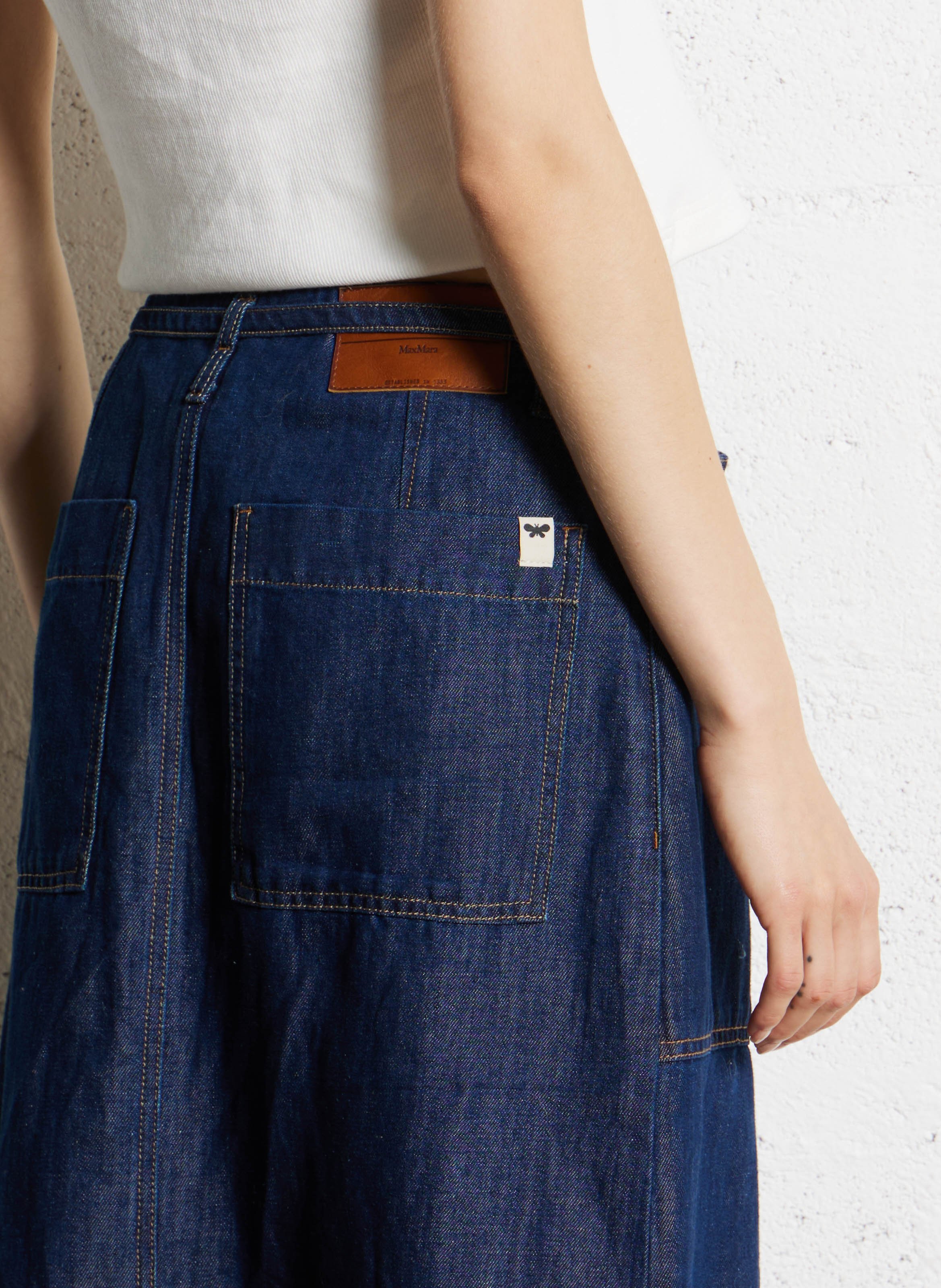 Jupe longue en denim de coton mélangé MAX MARA WEEK END Bleu