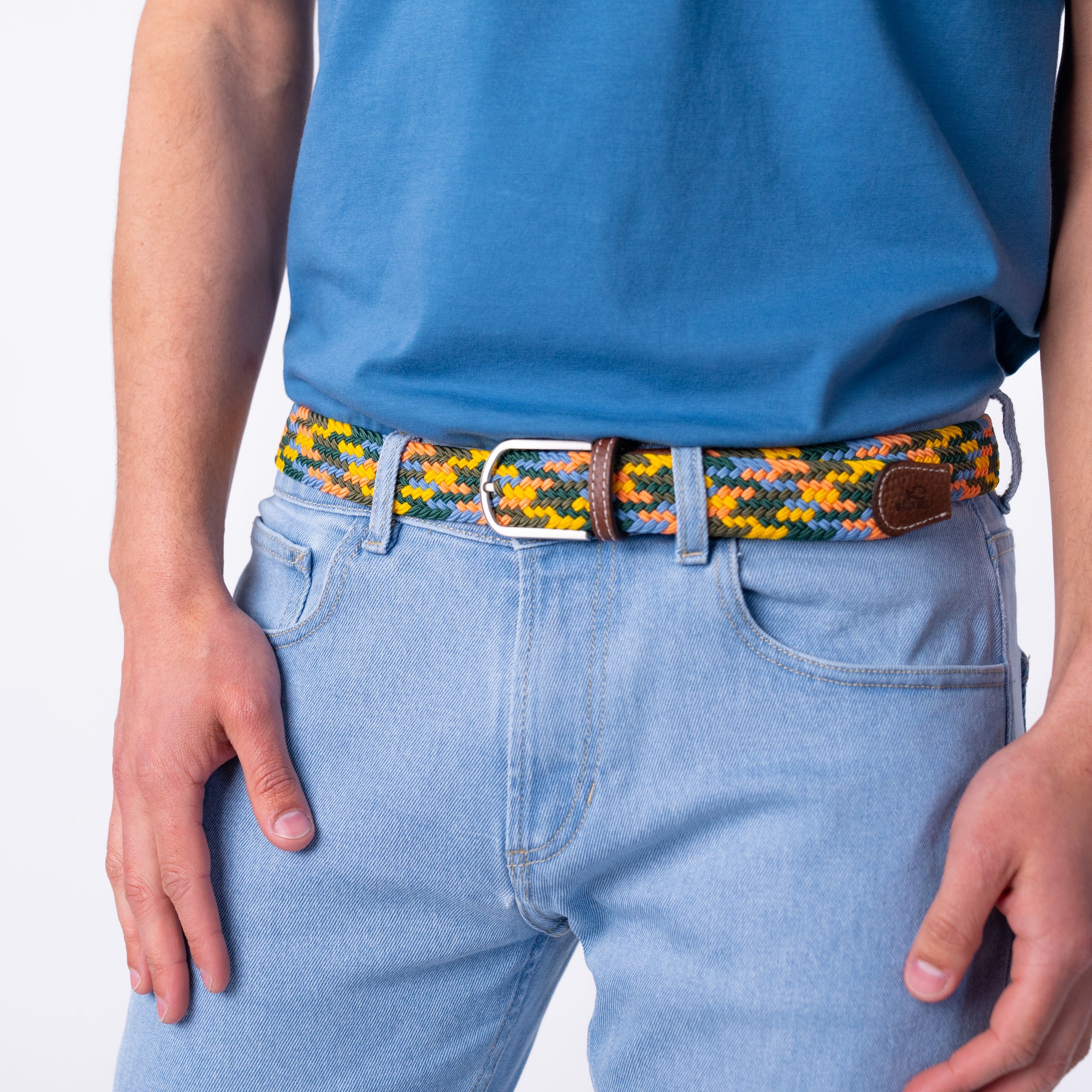 Multicolored braided elastic belt BILLYBELT Multicolored