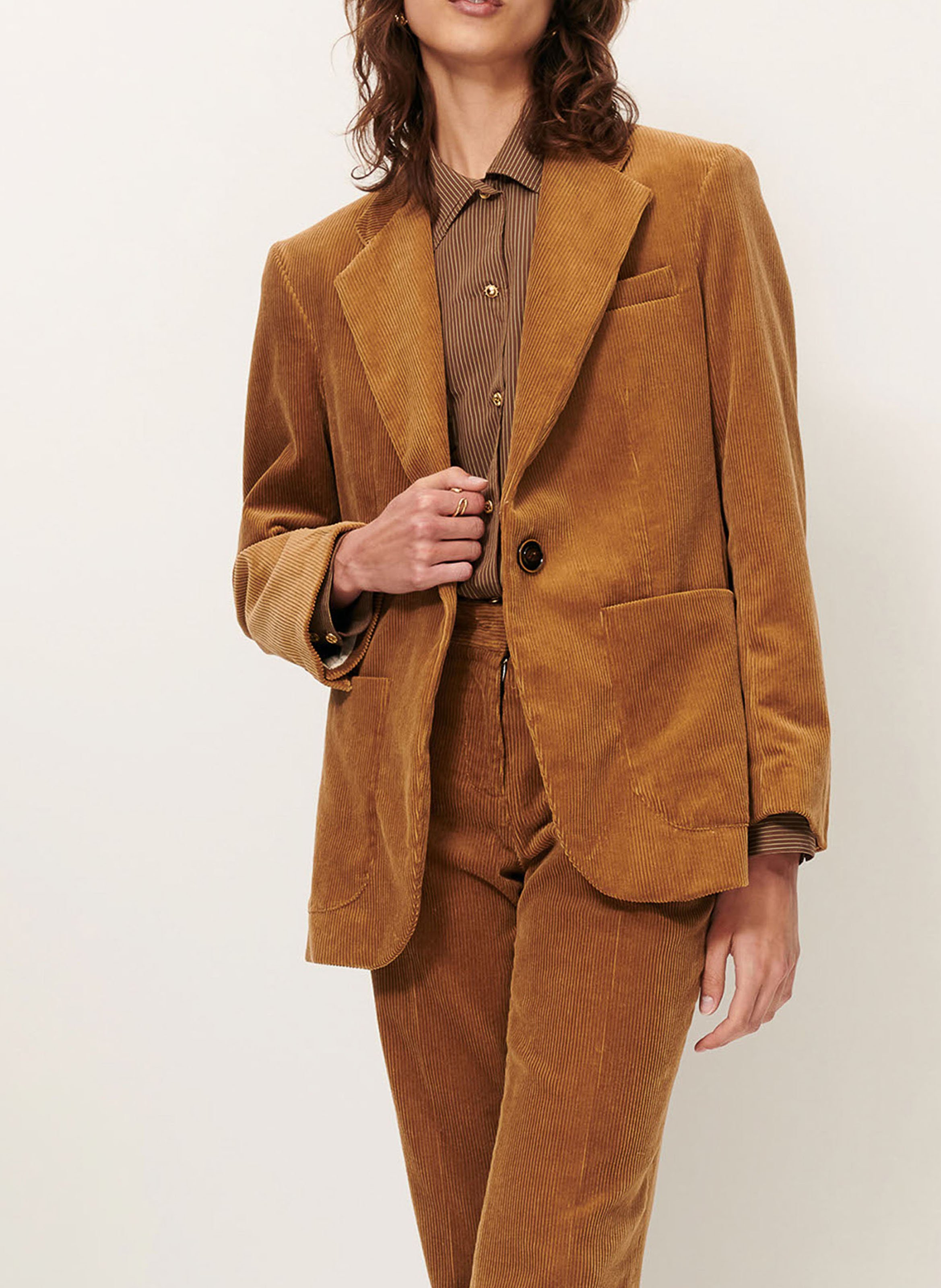 Veste tailleur en velours côtelé SESSUN Marron