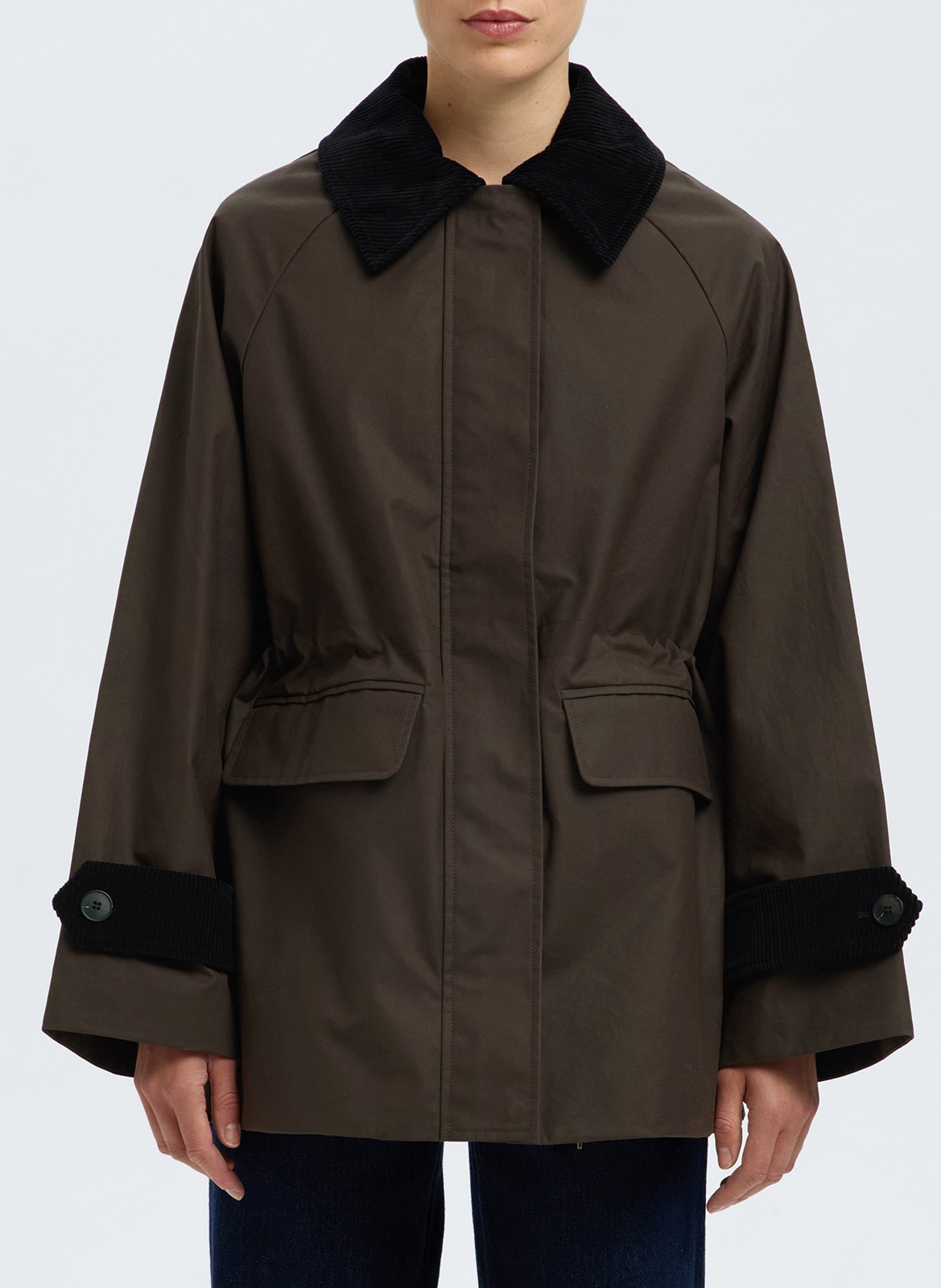 Veste droite en coton SELECTED Marron