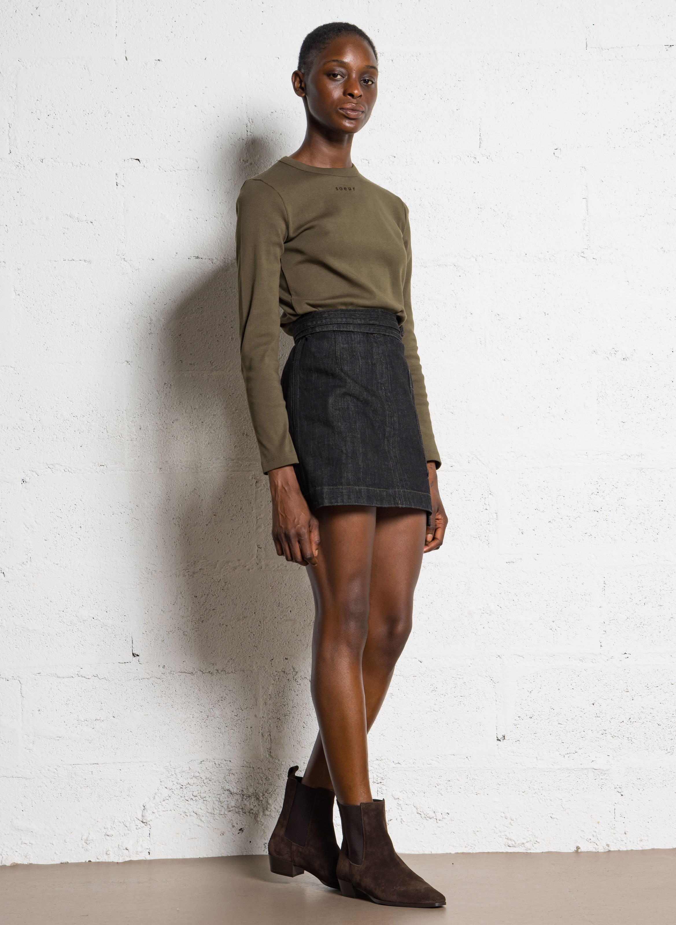 tee-shirt droit en coton bio SOEUR Kaki