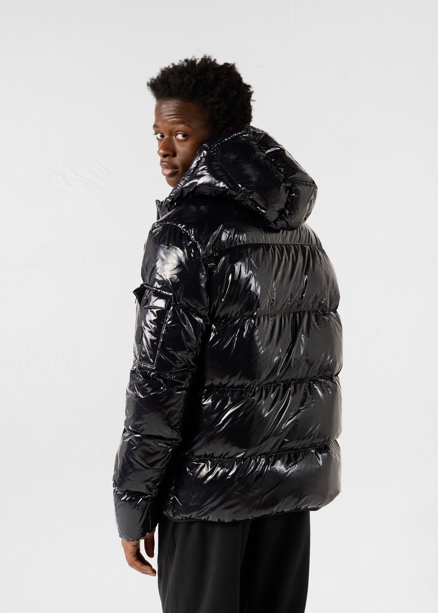 Laquered hooded down jacket for extreme cold - Java JOTT Black