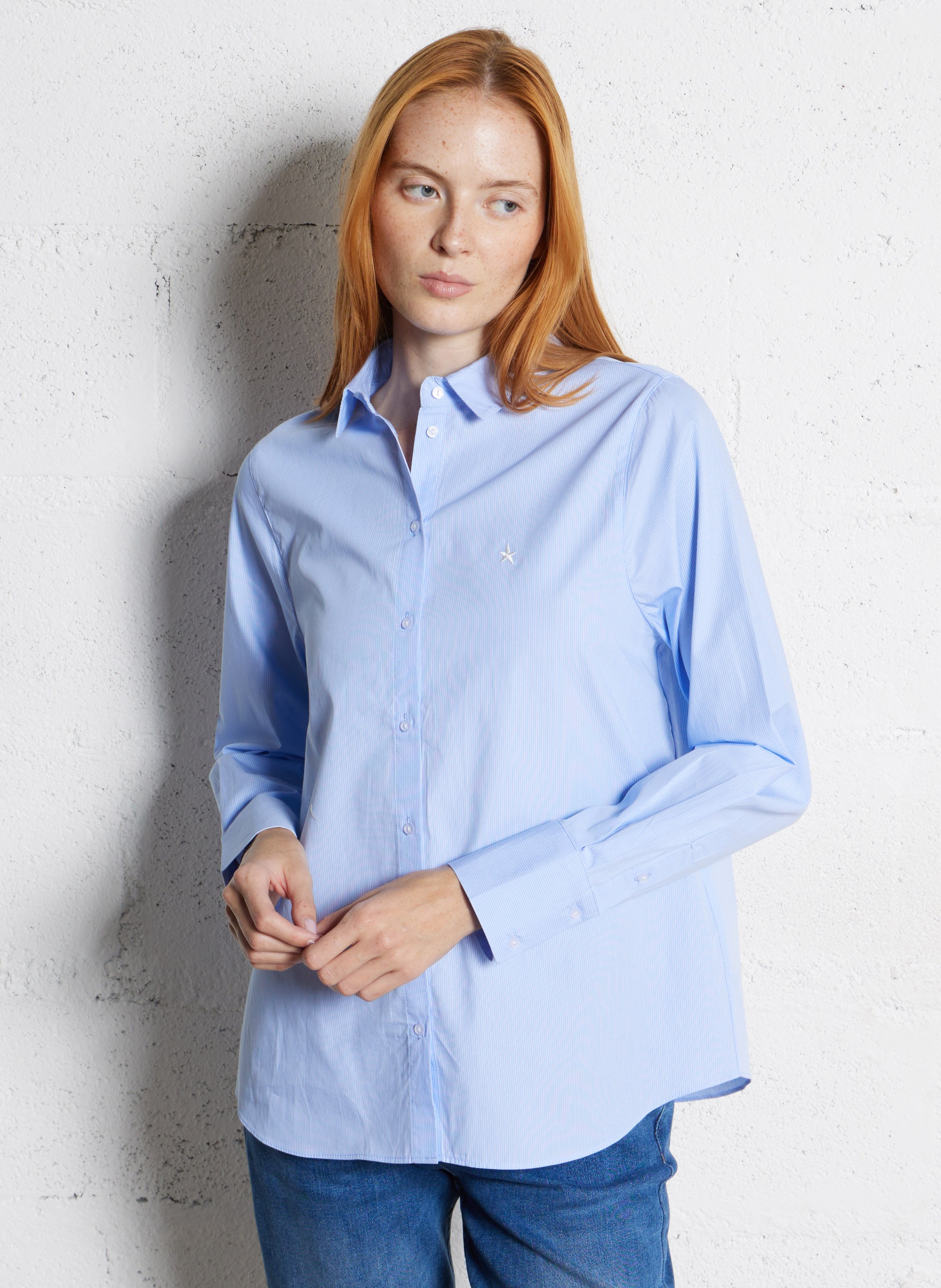 Chemise ample col classique en coton SUD EXPRESS Bleu