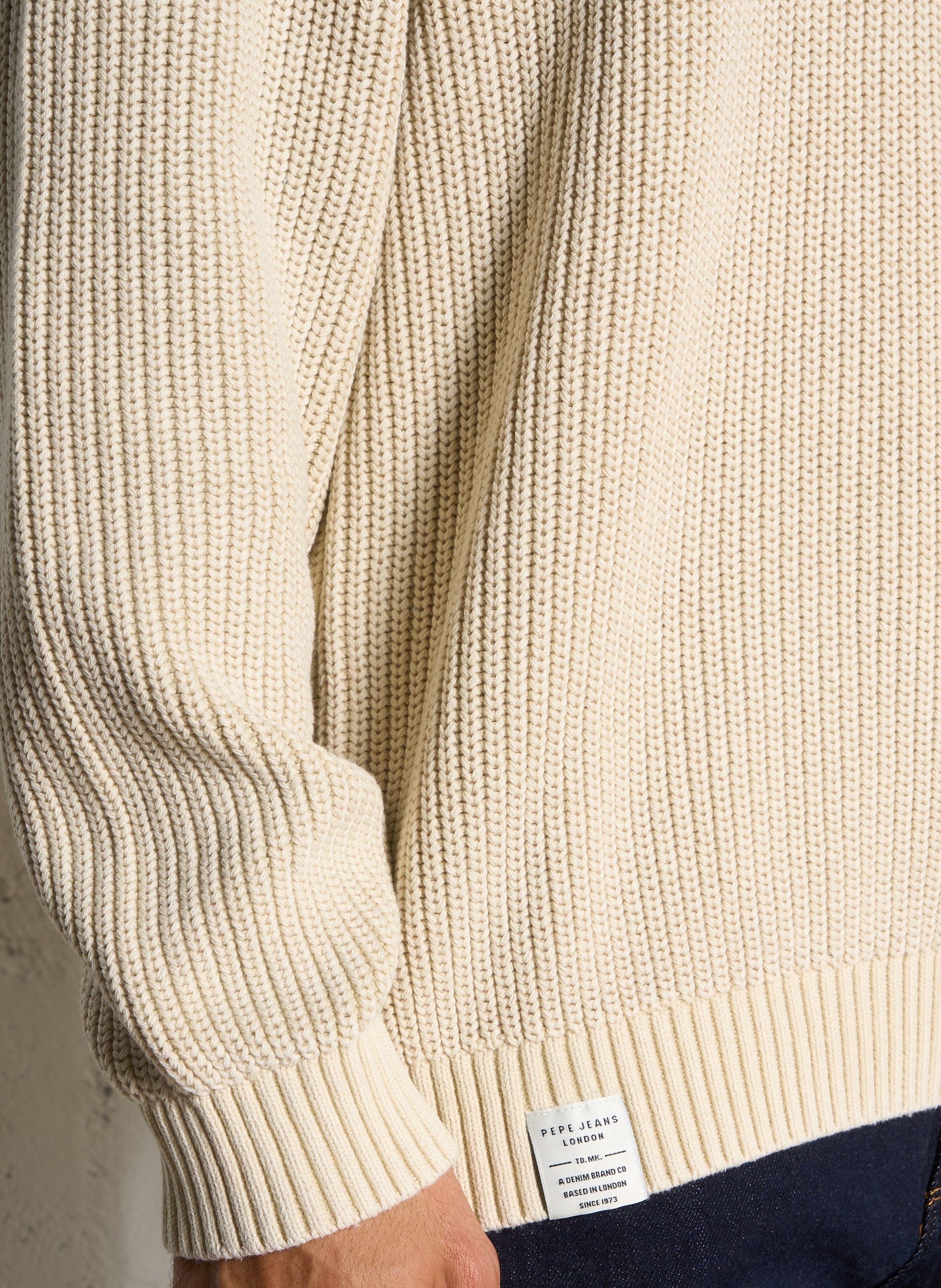 Colour block cotton sweater PEPE JEANS Beige
