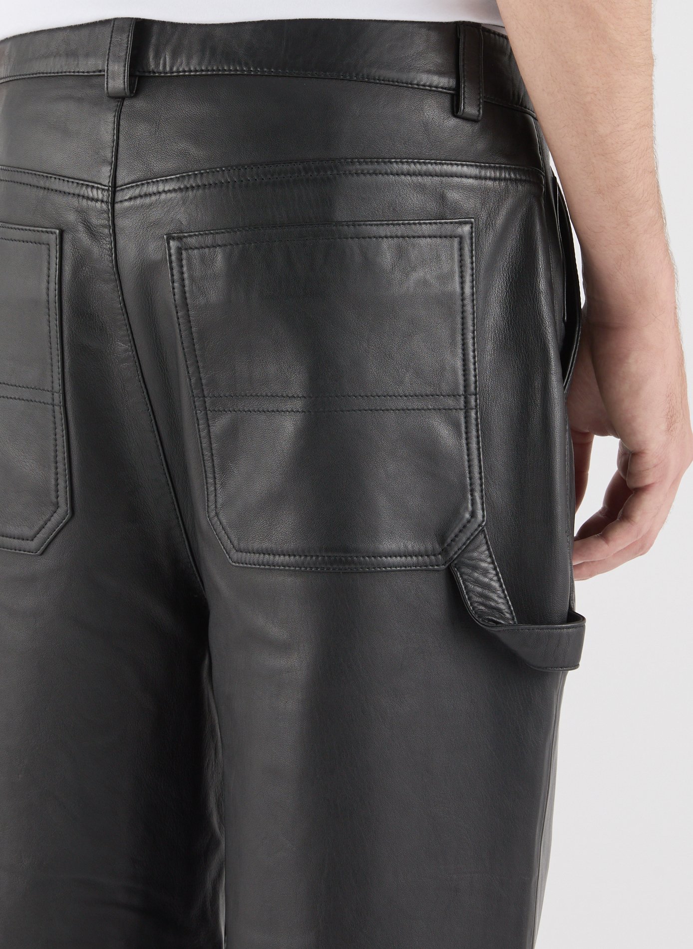 Straight leather pants SAISON 1865 Black