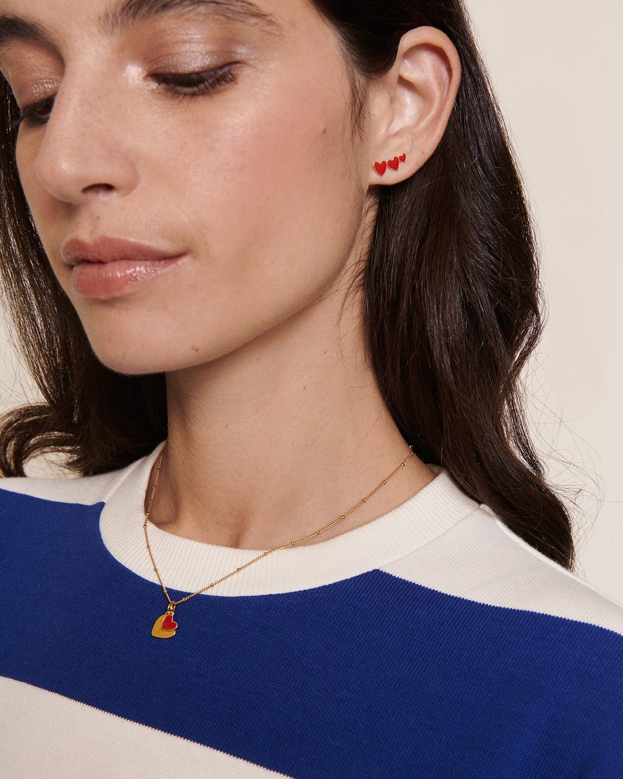 The 3 hearts earrings EMOI EMOI Red