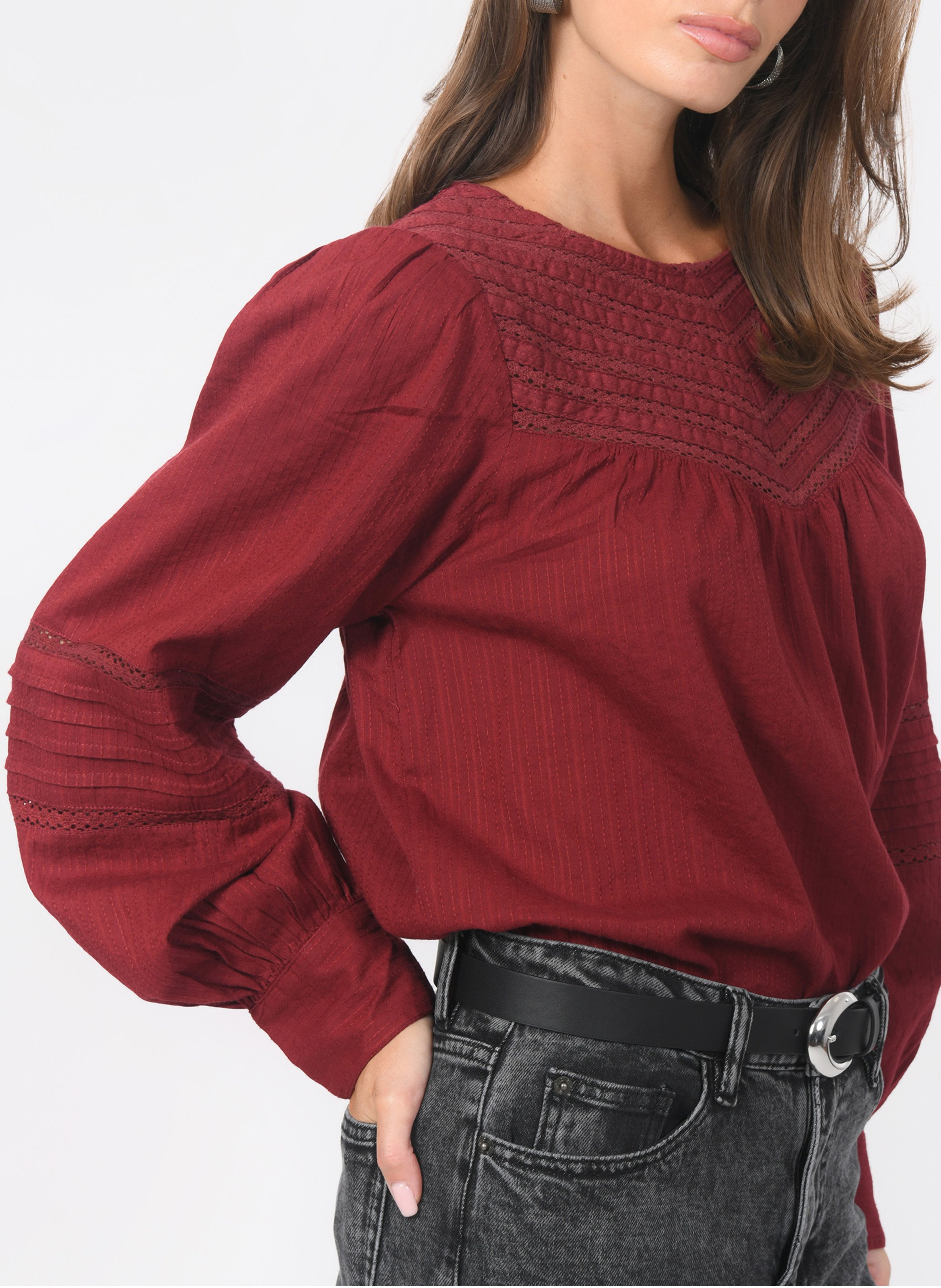 Blouse met ronde hals | katoenblend KOOKAI Rood