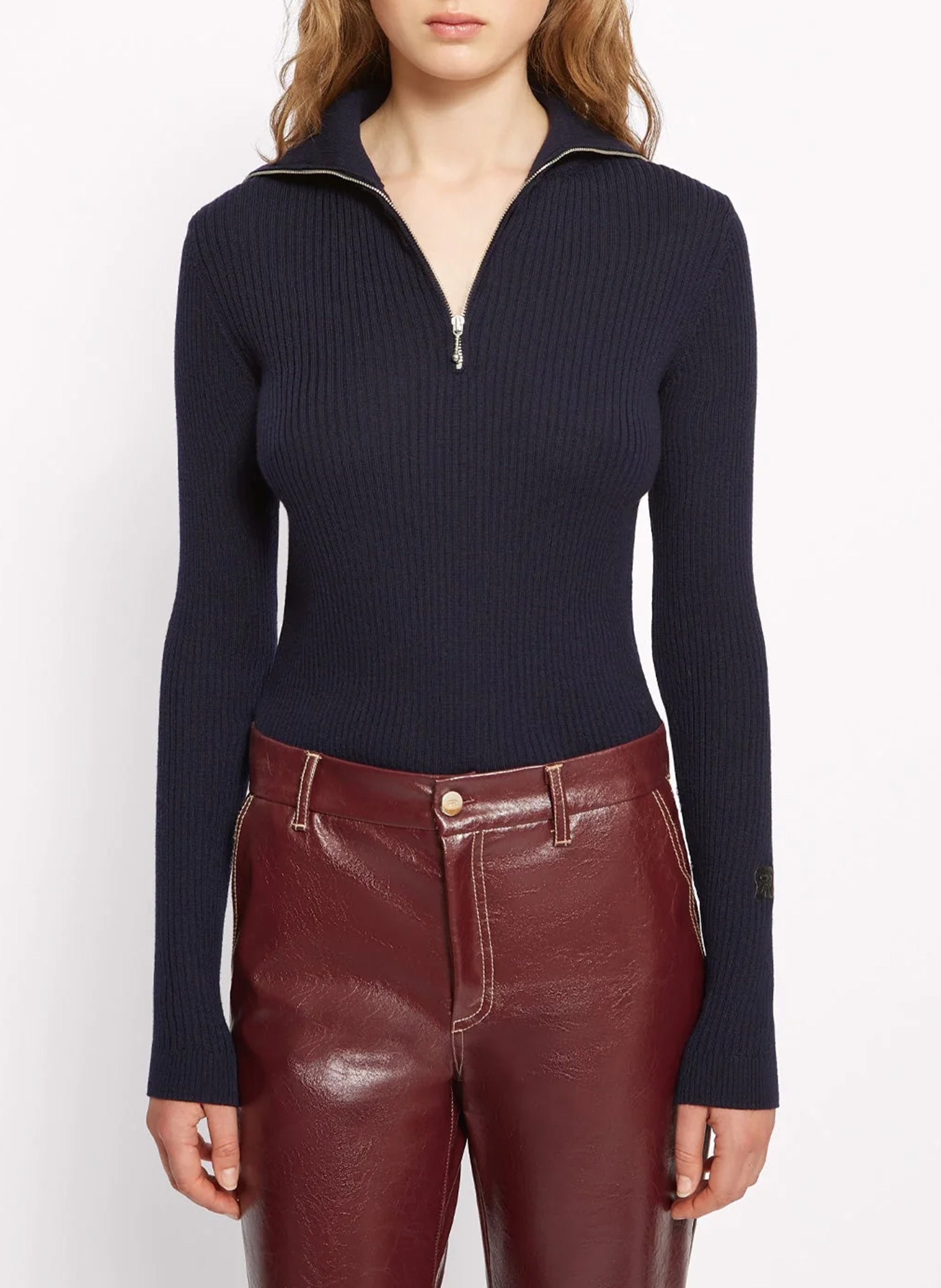 Pull col montant en laine ROSEANNA Bleu